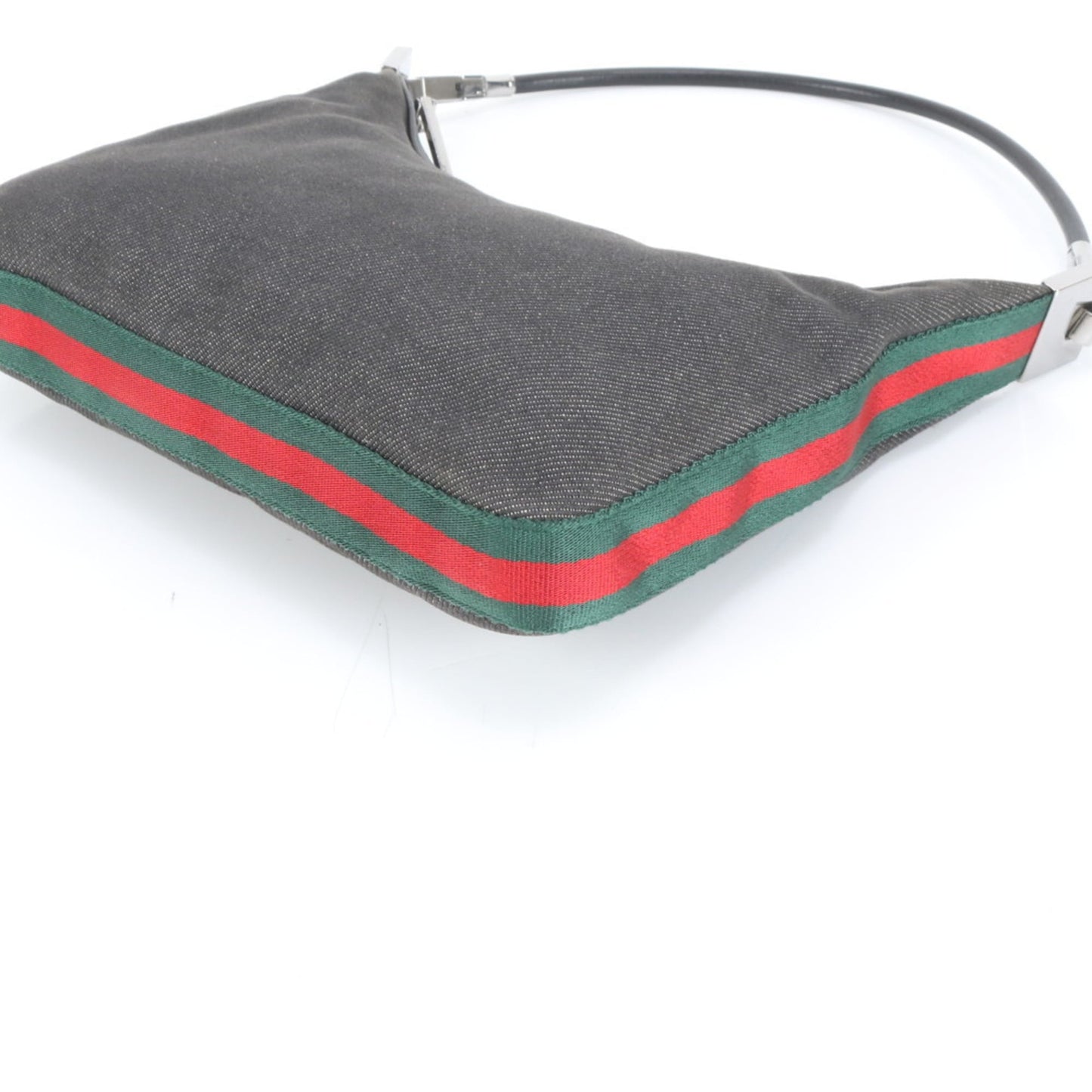 Gucci Black Leather Canvas Shoulder Bag
