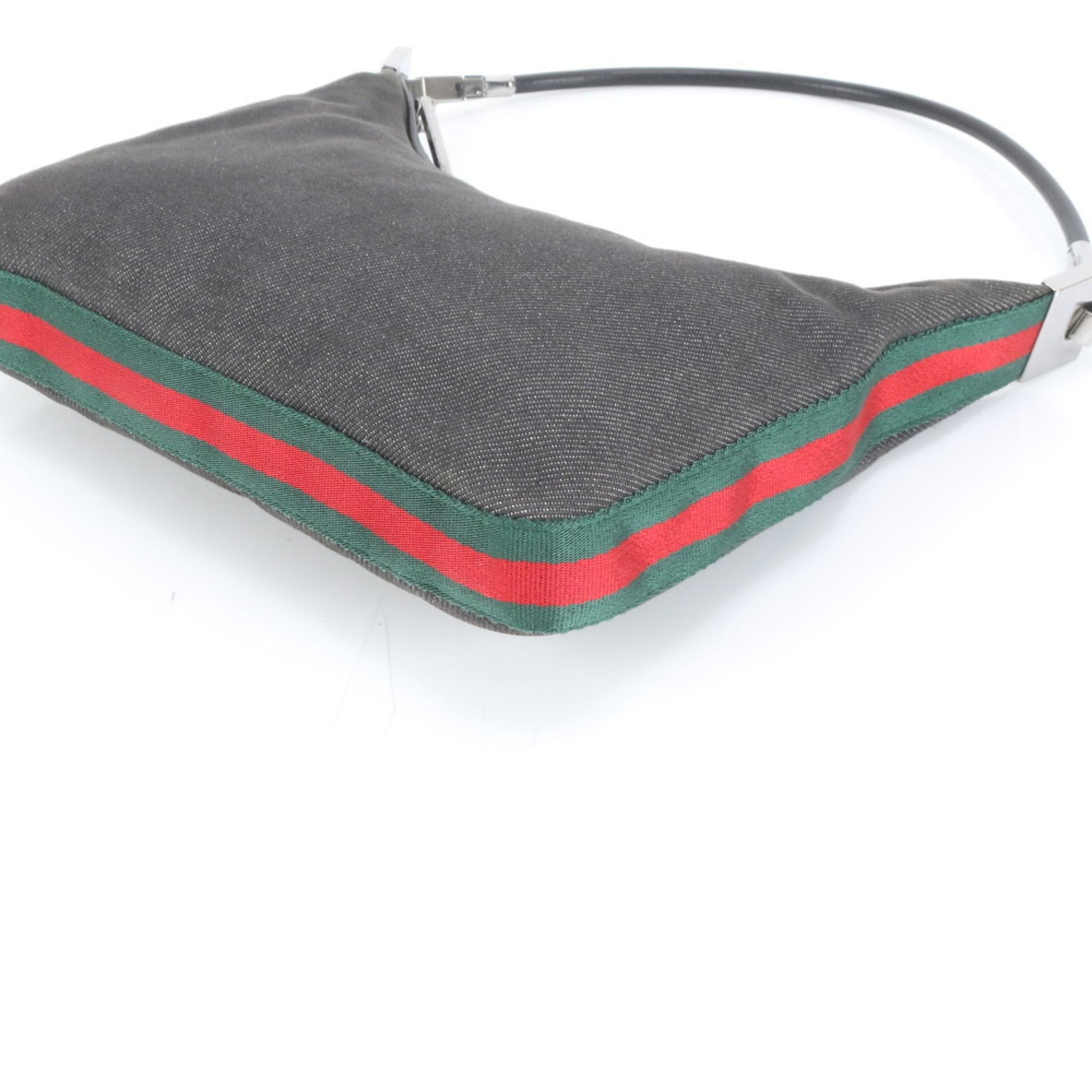 Gucci Black Leather Canvas Shoulder Bag