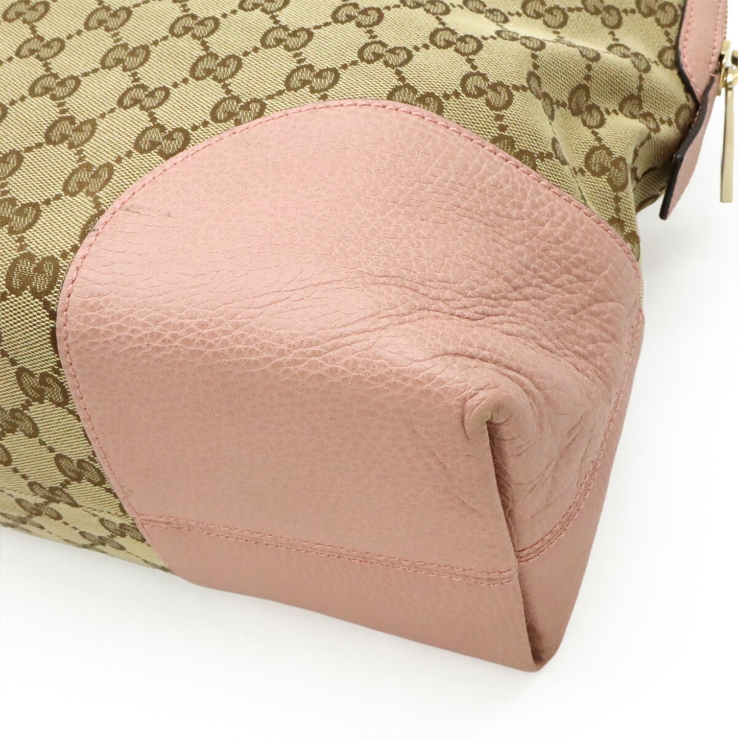 Gucci Beige Khaki Pink Gg Canvas Leather Shoulder Bag Tote Bag