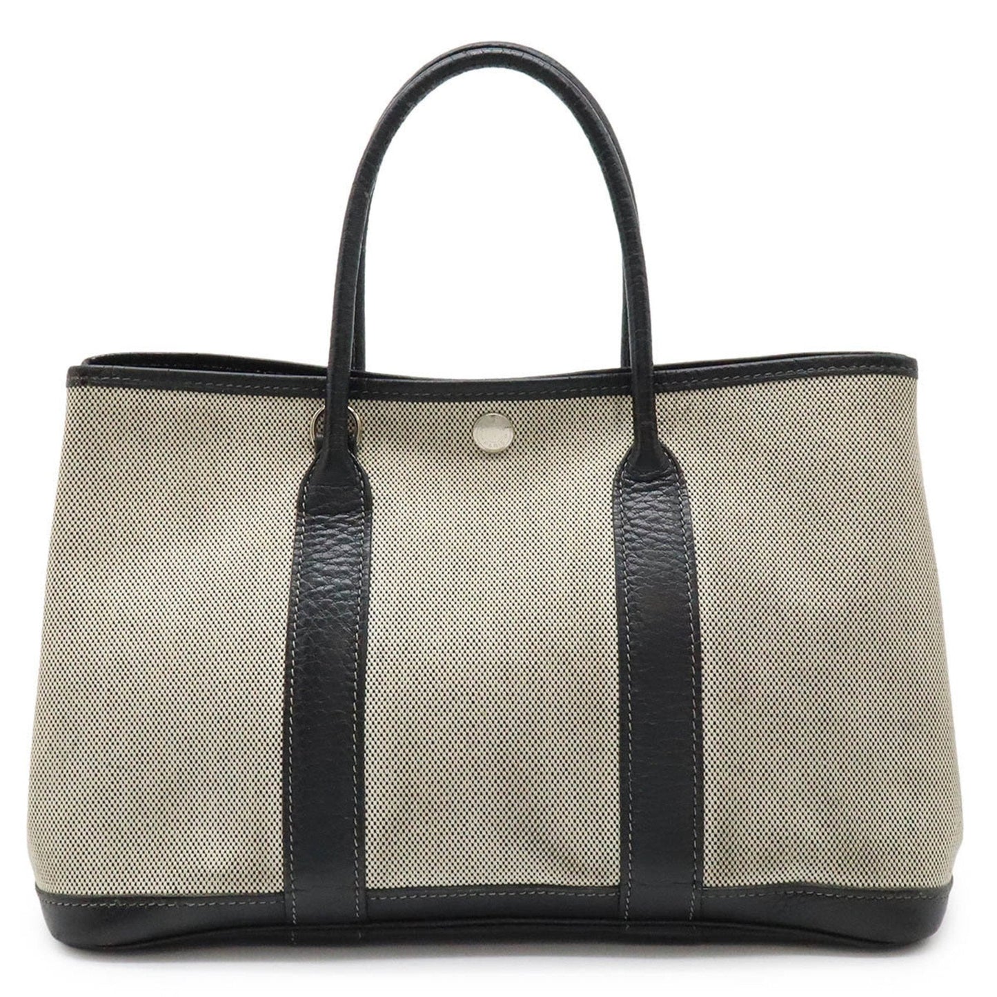 Hermes Garden Toile Handbag Tote Bag Leather Black Gray Handbag Tote Bag