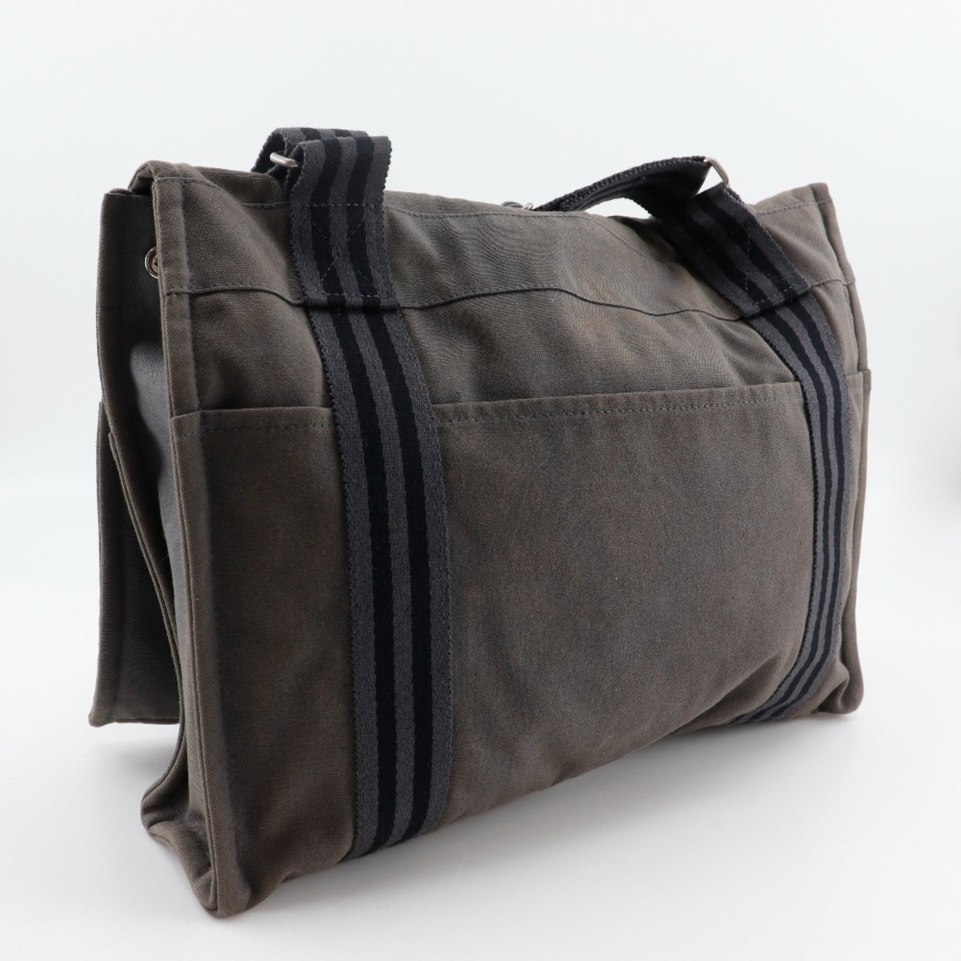 Hermes Fourre Tout Cotton Shoulder Bag Canvas Gray