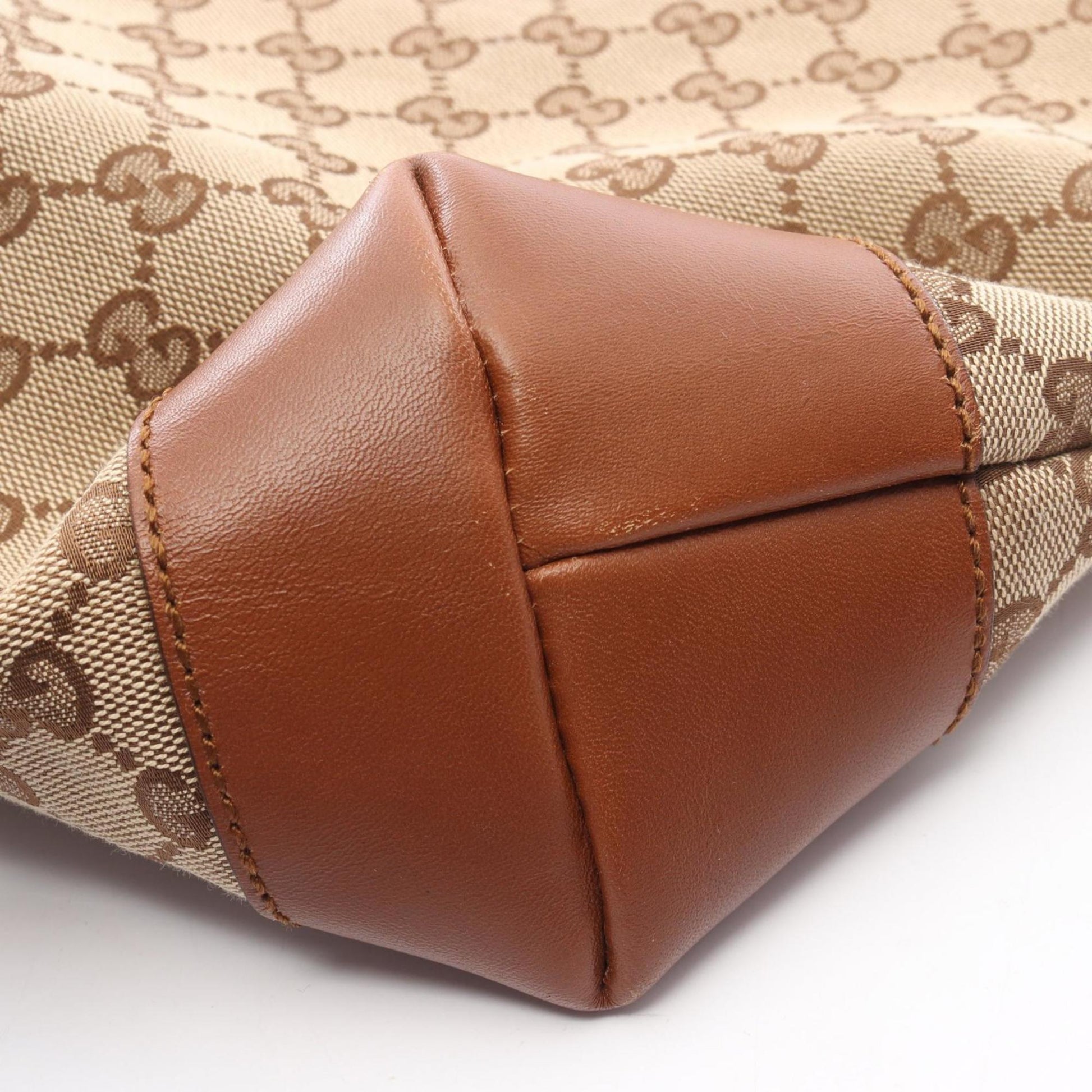 Gucci Beige Brown Canvas Leather Shoulder Bag
