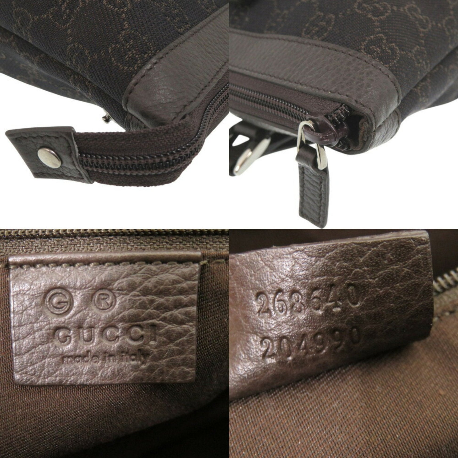 Gucci Dark Brown Canvas Leather Tote Bag