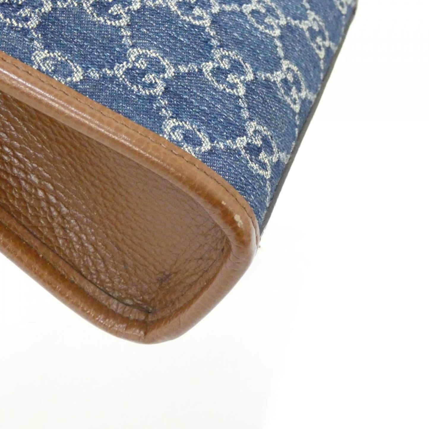 Gucci Brown Dark Blue Jacquard Leather Handbag