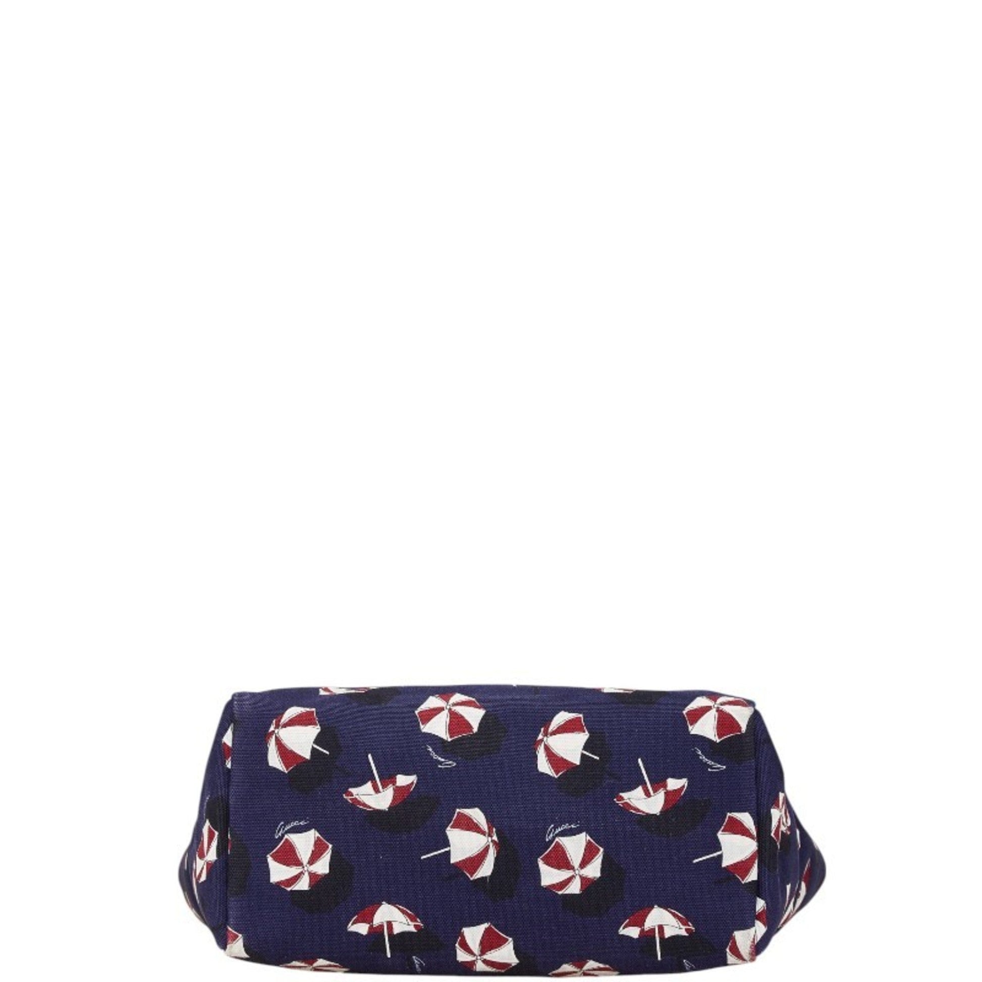 Gucci Multi-Color Navy Canvas Leather Handbag Tote Bag