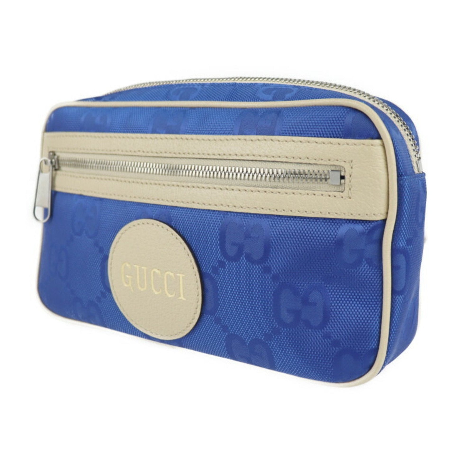 Gucci Beige Blue Nylon Leather Fanny Pack