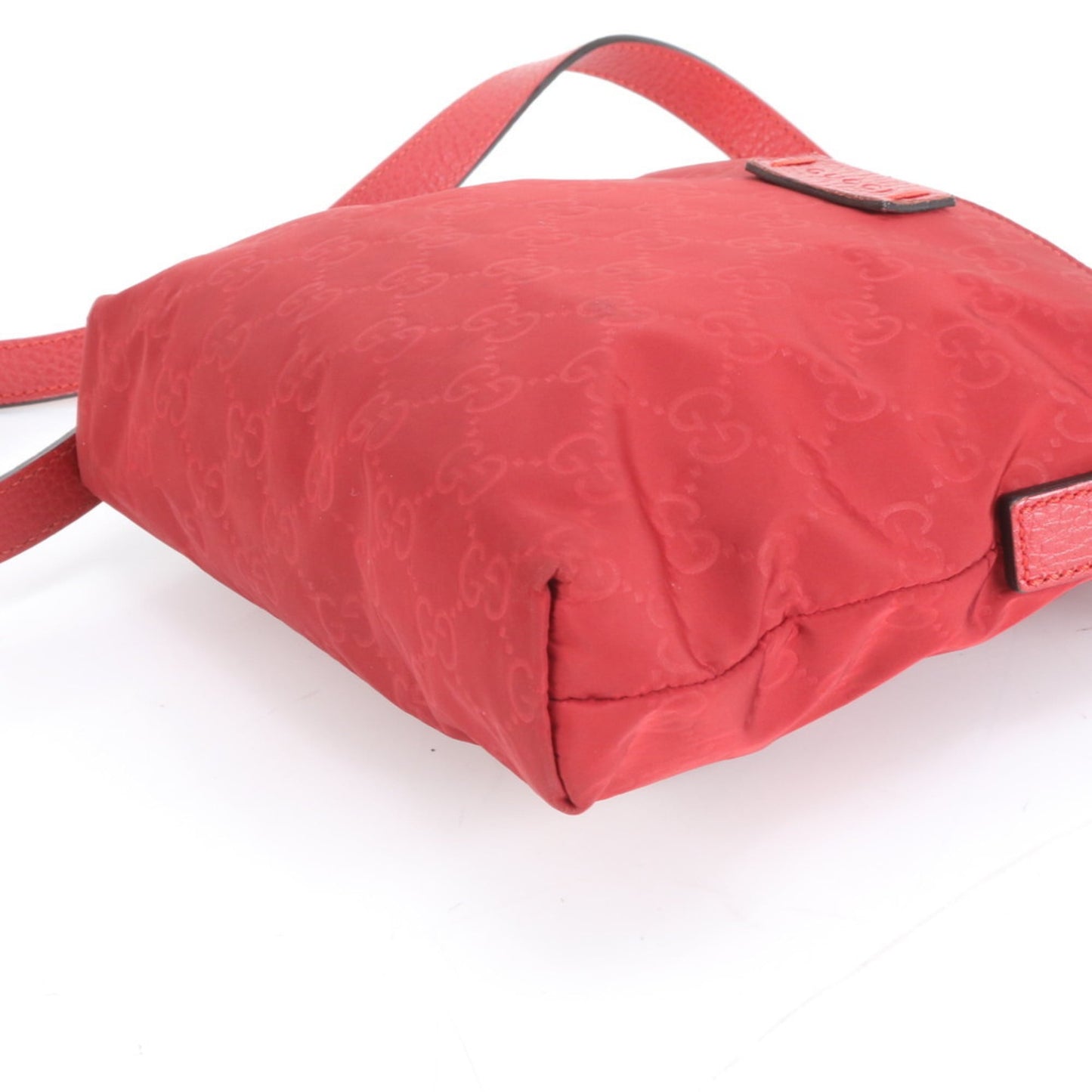 Gucci Red Color Nylon Leather Shoulder Bag