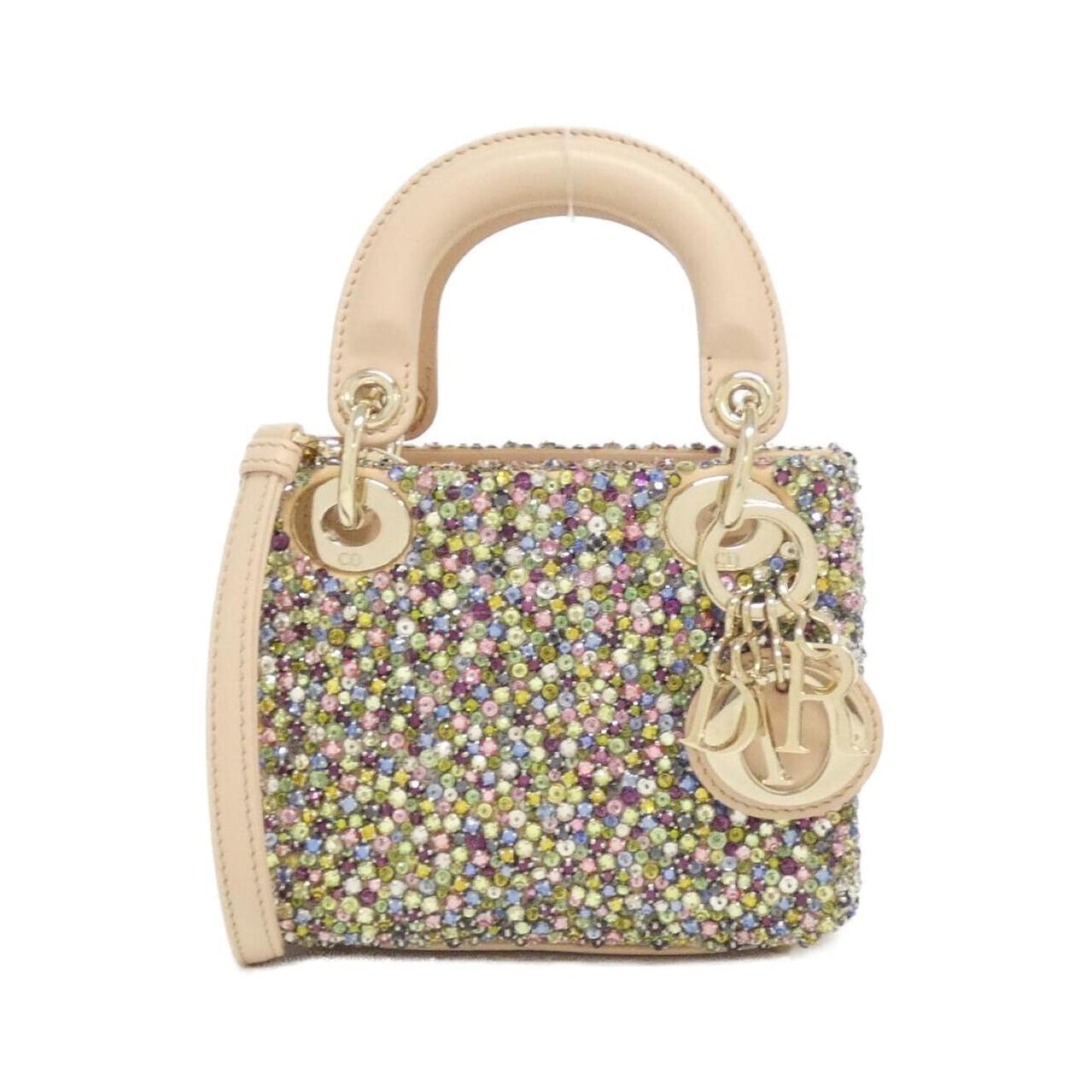 Dior Handbag Christian Multi-Color Rhinestone Shoulder Bag Leather Multicolor