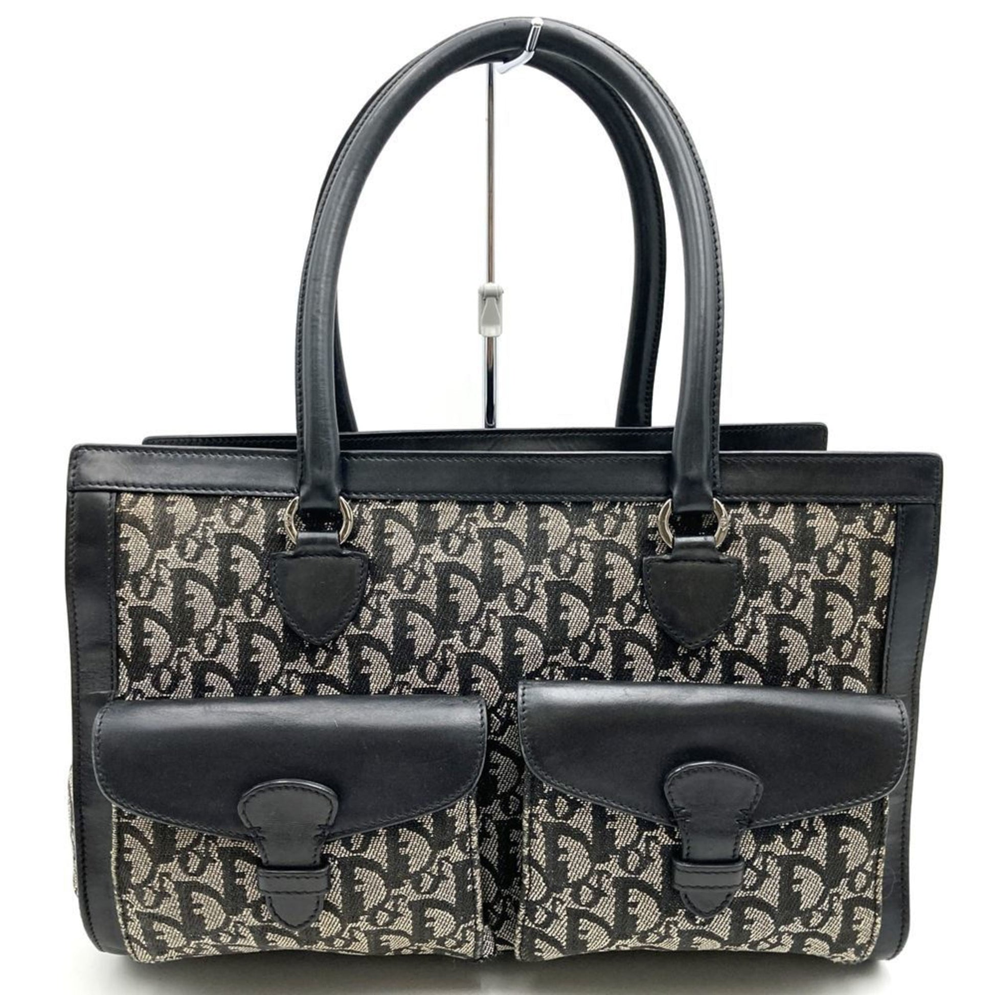 Dior Handbag Christian Tote Bag 4 Leather Canvas Black