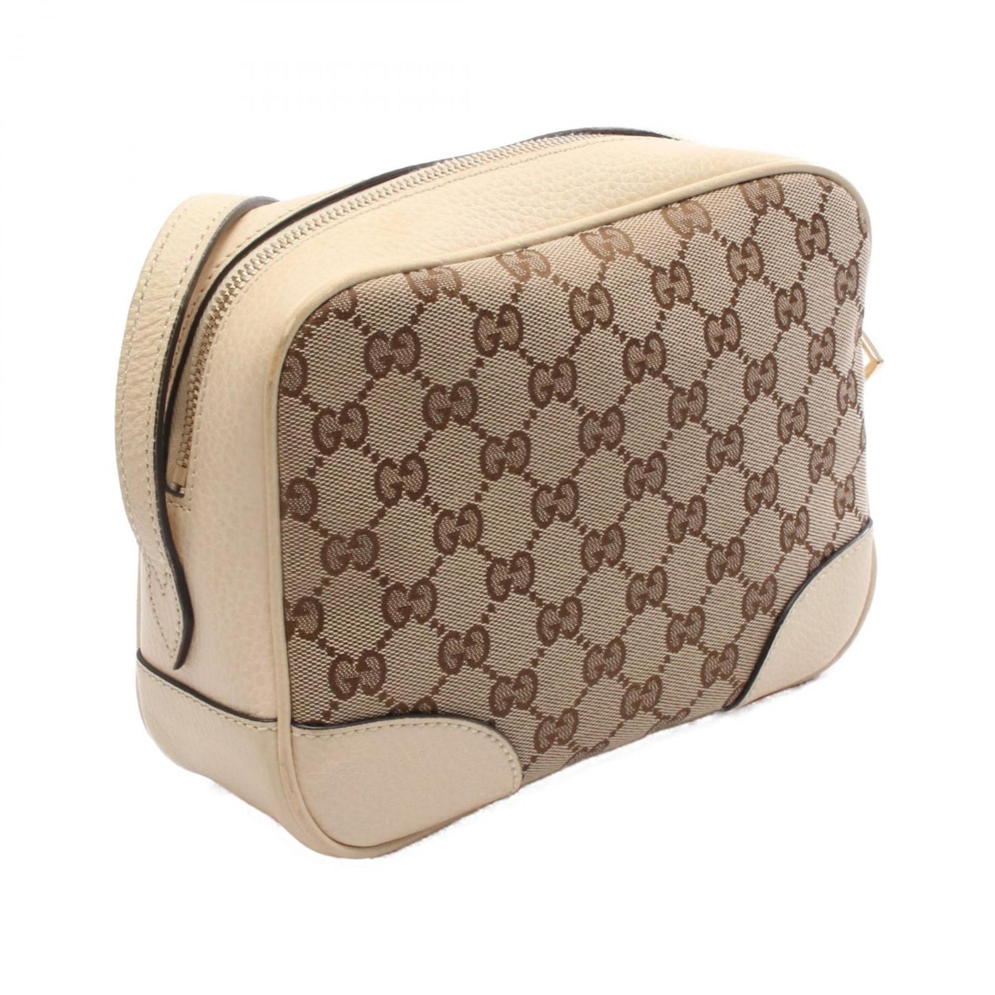 Gucci Beige Ivory Gg Canvas Leather Shoulder Bag