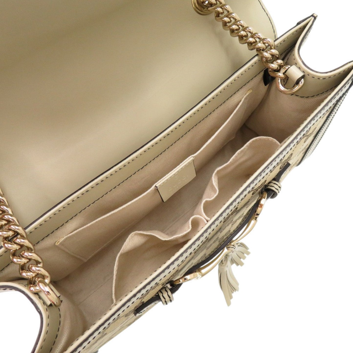 Gucci Beige White Gg Canvas Leather Shoulder Bag