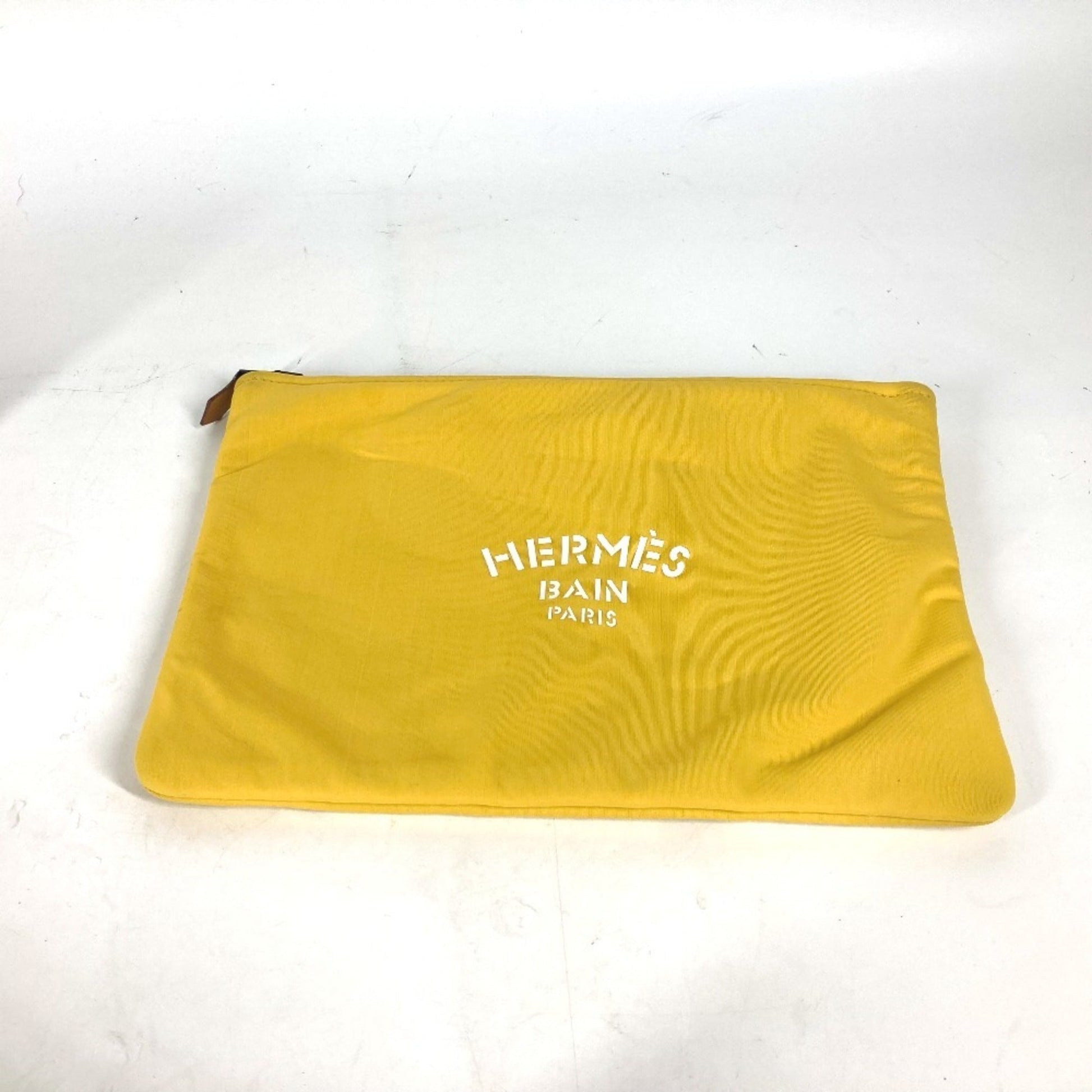 Hermes Polyamide Clutch Bag Pouch White Yellow