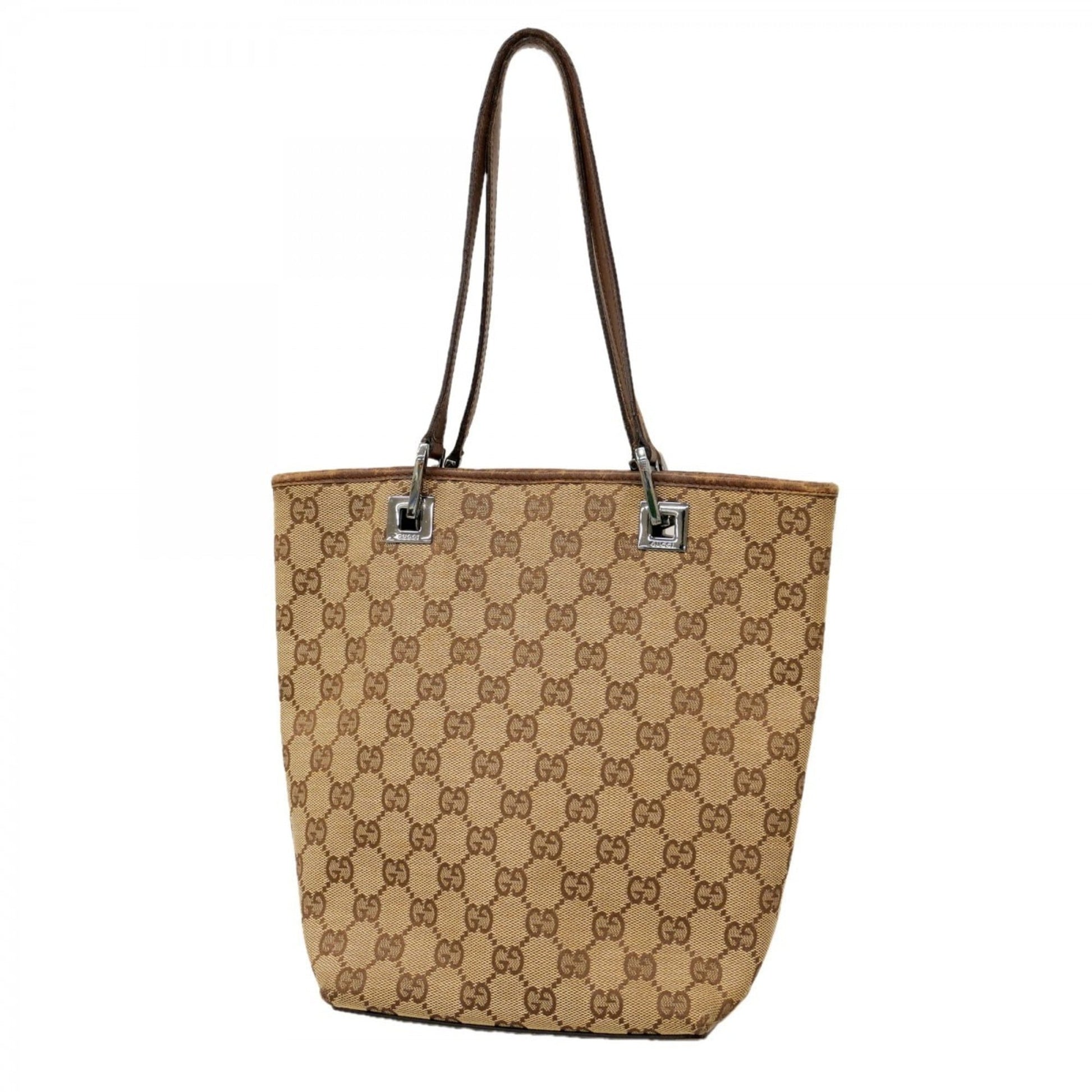 Gucci Beige Brown Canvas Tote Bag