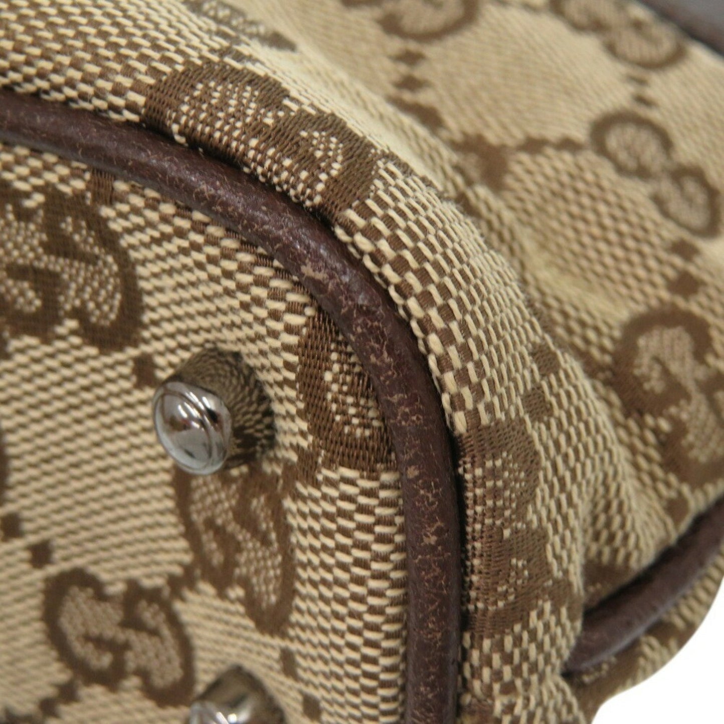 Gucci Beige Gg Canvas Leather Handbag Shoulder Bag
