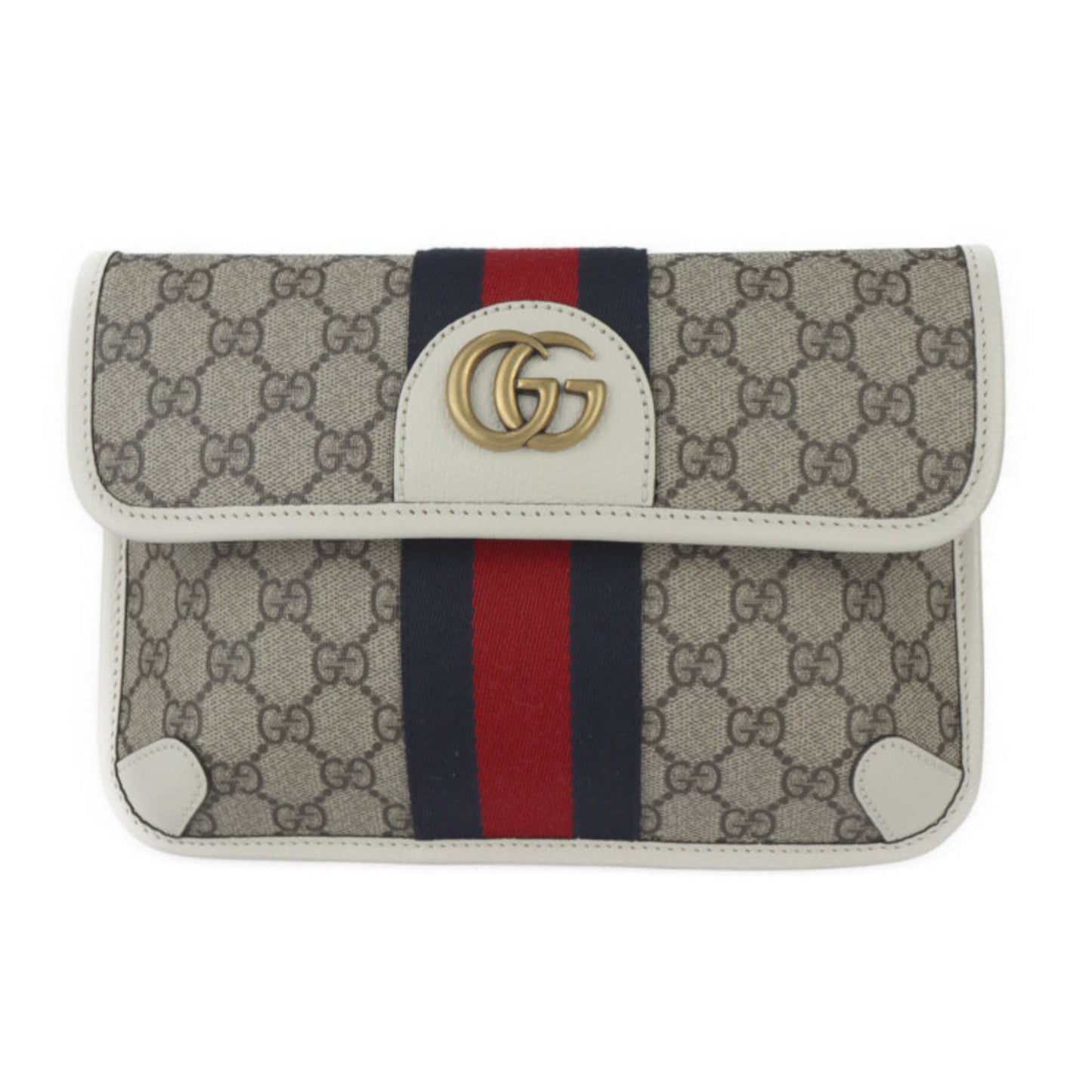 Gucci Beige White Gg Supreme Leather Fanny Pack