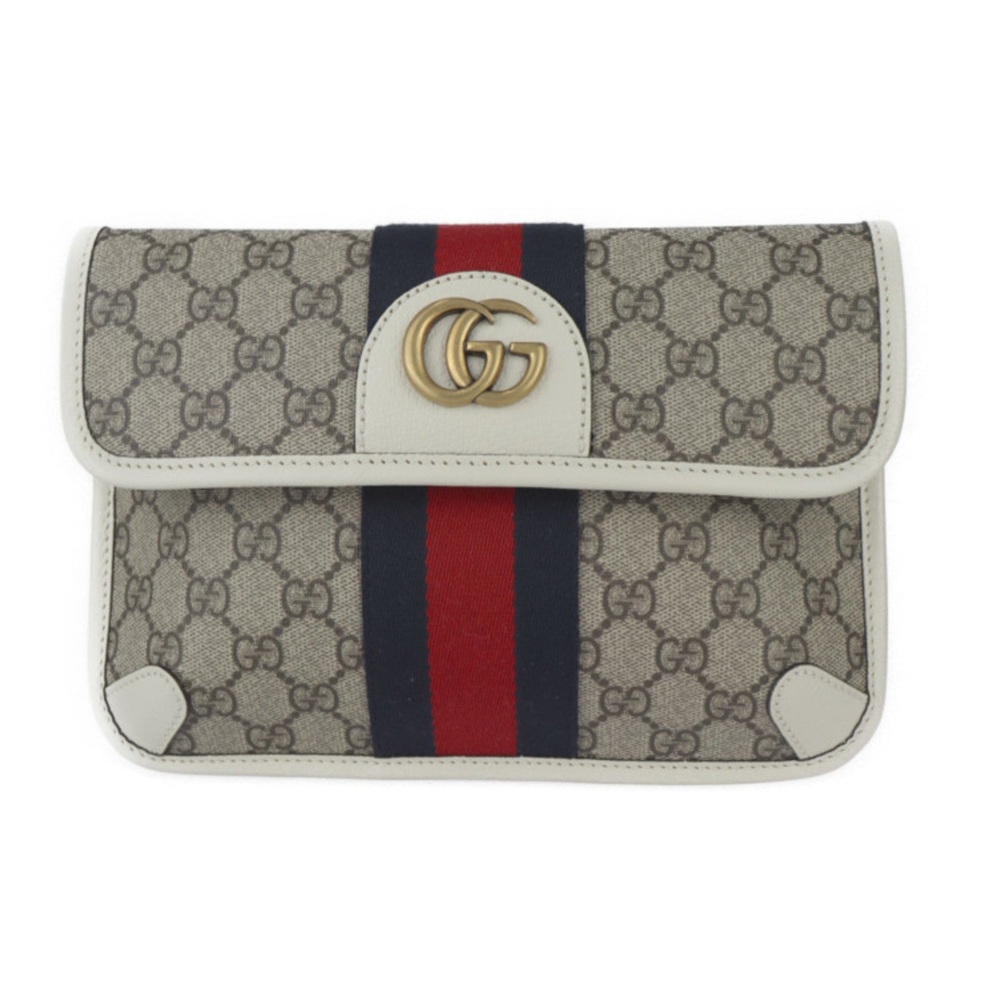 Gucci Beige White Gg Supreme Leather Fanny Pack