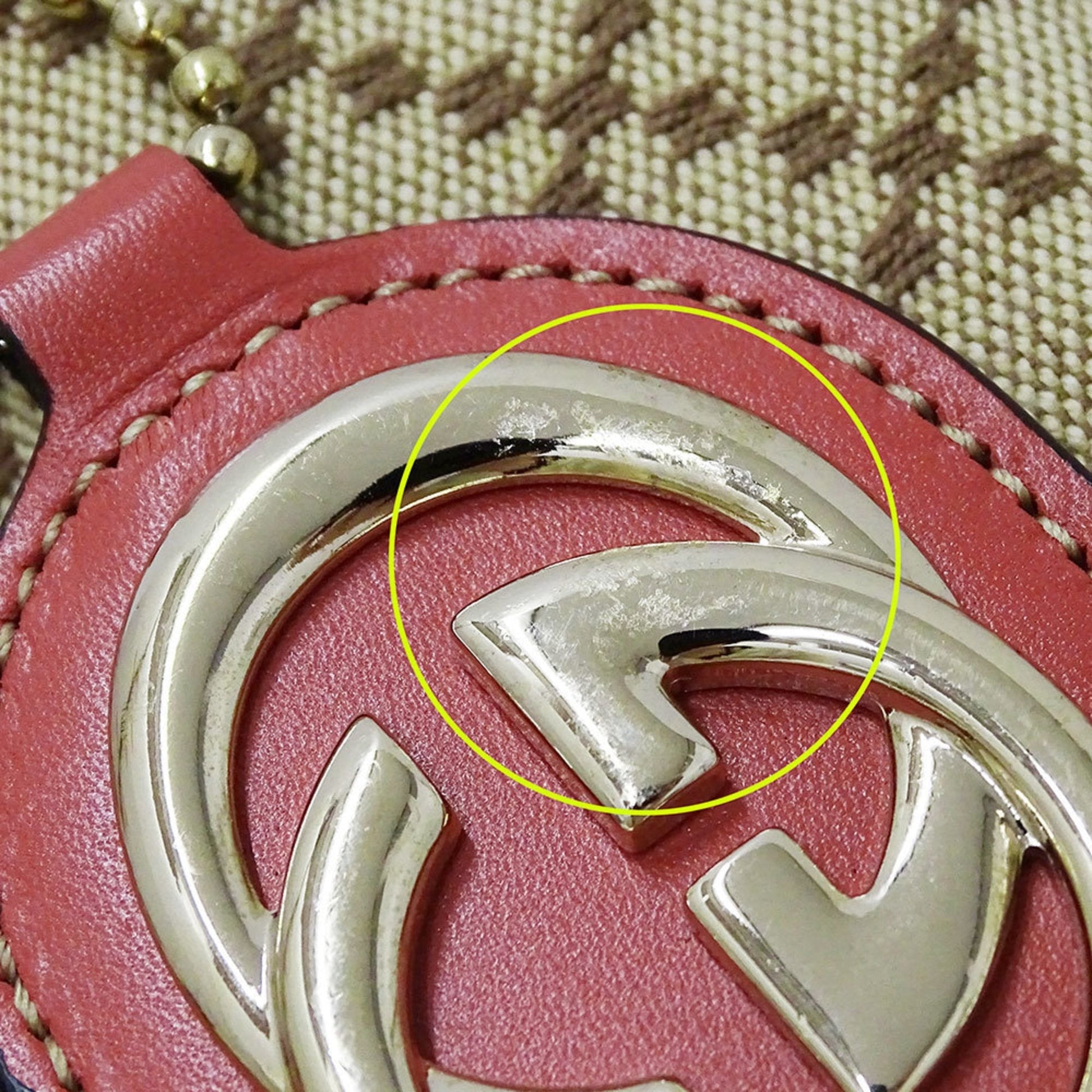 Gucci Beige Pink Canvas Leather Handbag Shoulder Bag