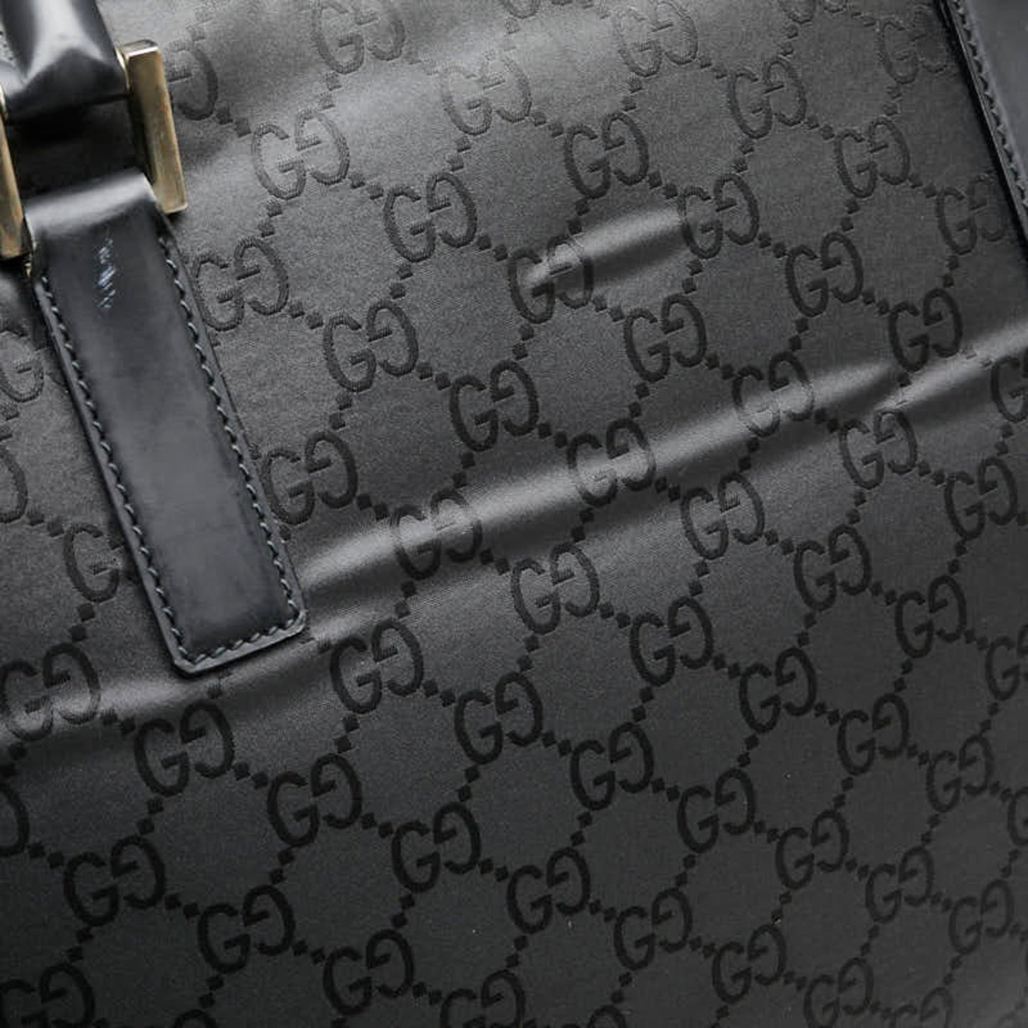 Gucci Black Nylon Leather Boston Bag