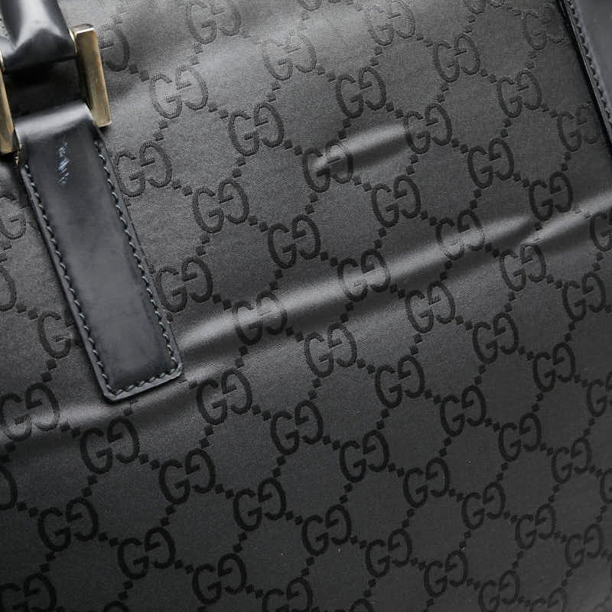 Gucci Black Nylon Leather Boston Bag