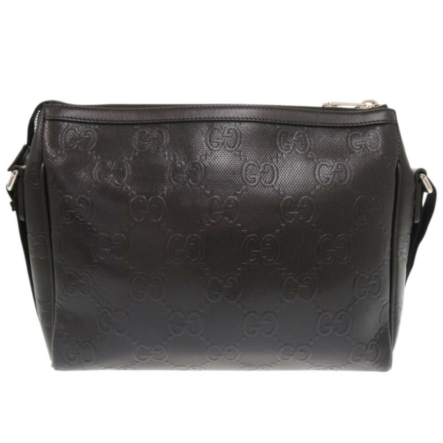 Gucci Black Gg Leather Embossed Leather Messenger Bag Shoulder Bag