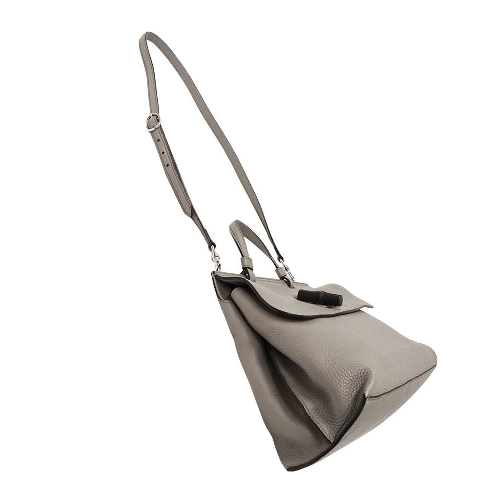 Gucci Gray Leather Handbag Shoulder Bag