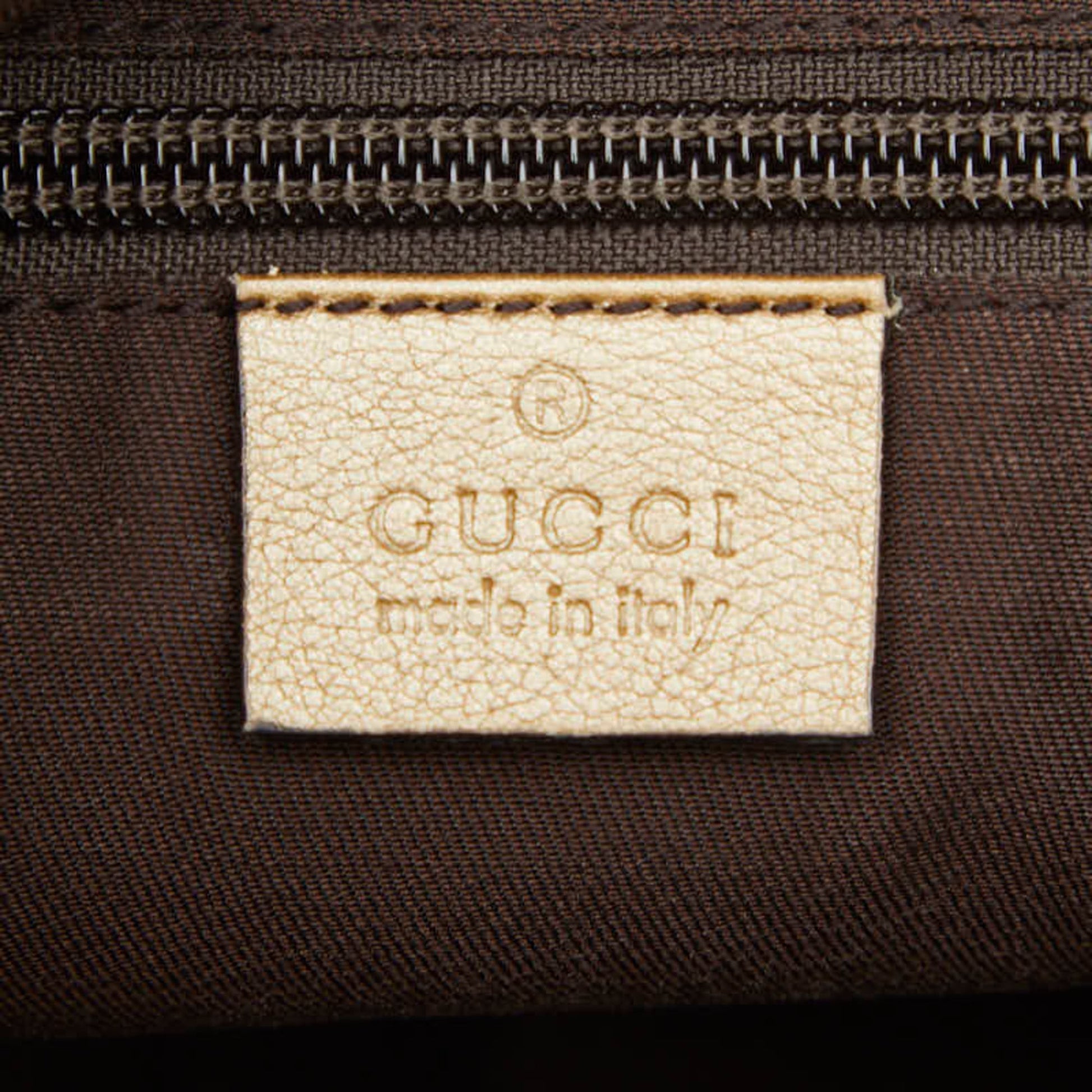 Gucci Gold Brown Gray Canvas Leather Shoulder Bag