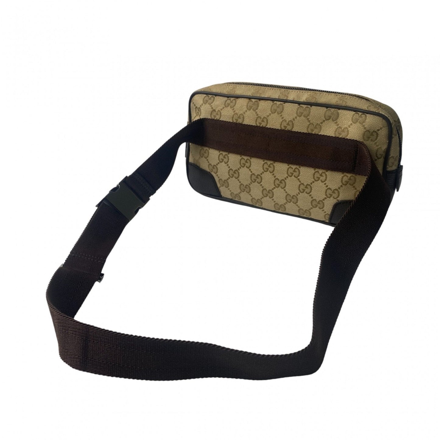 Gucci Brown Canvas Leather Pouch Sling Bag