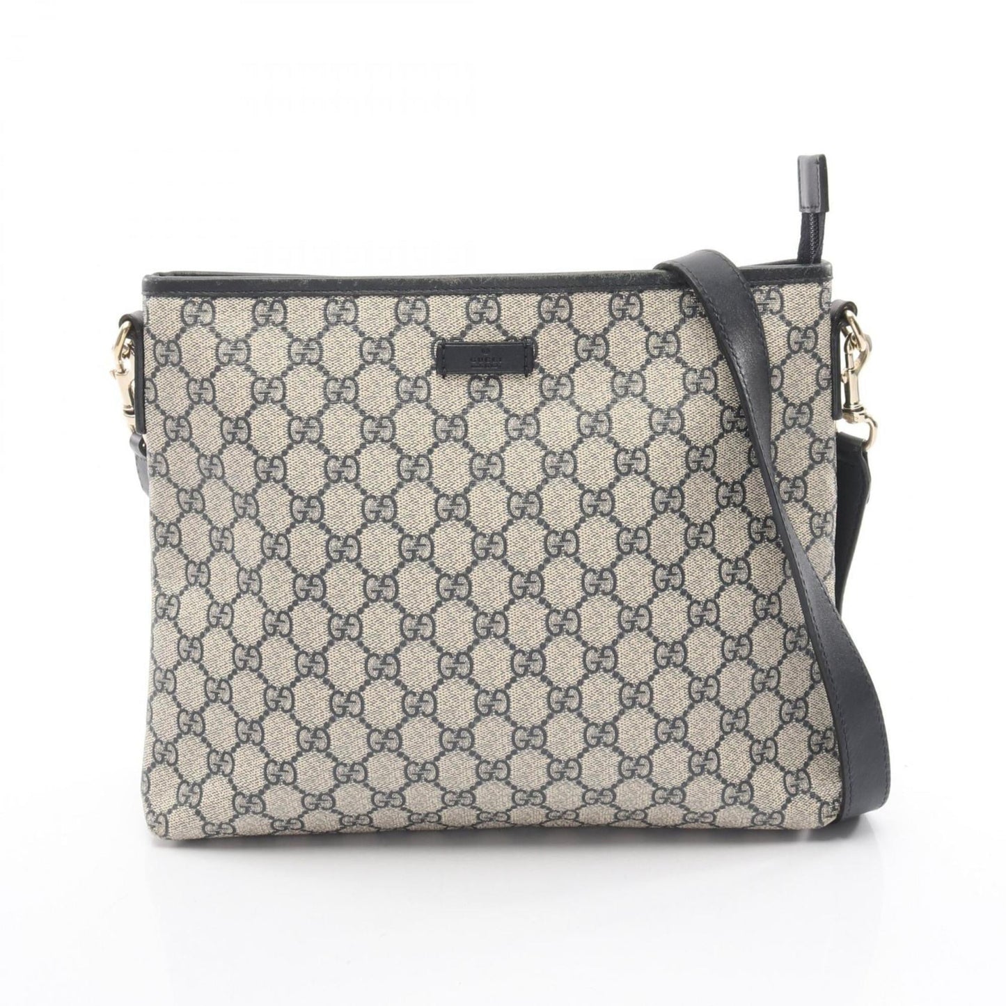 Gucci Beige Navy Gg Supreme Leather Shoulder Bag