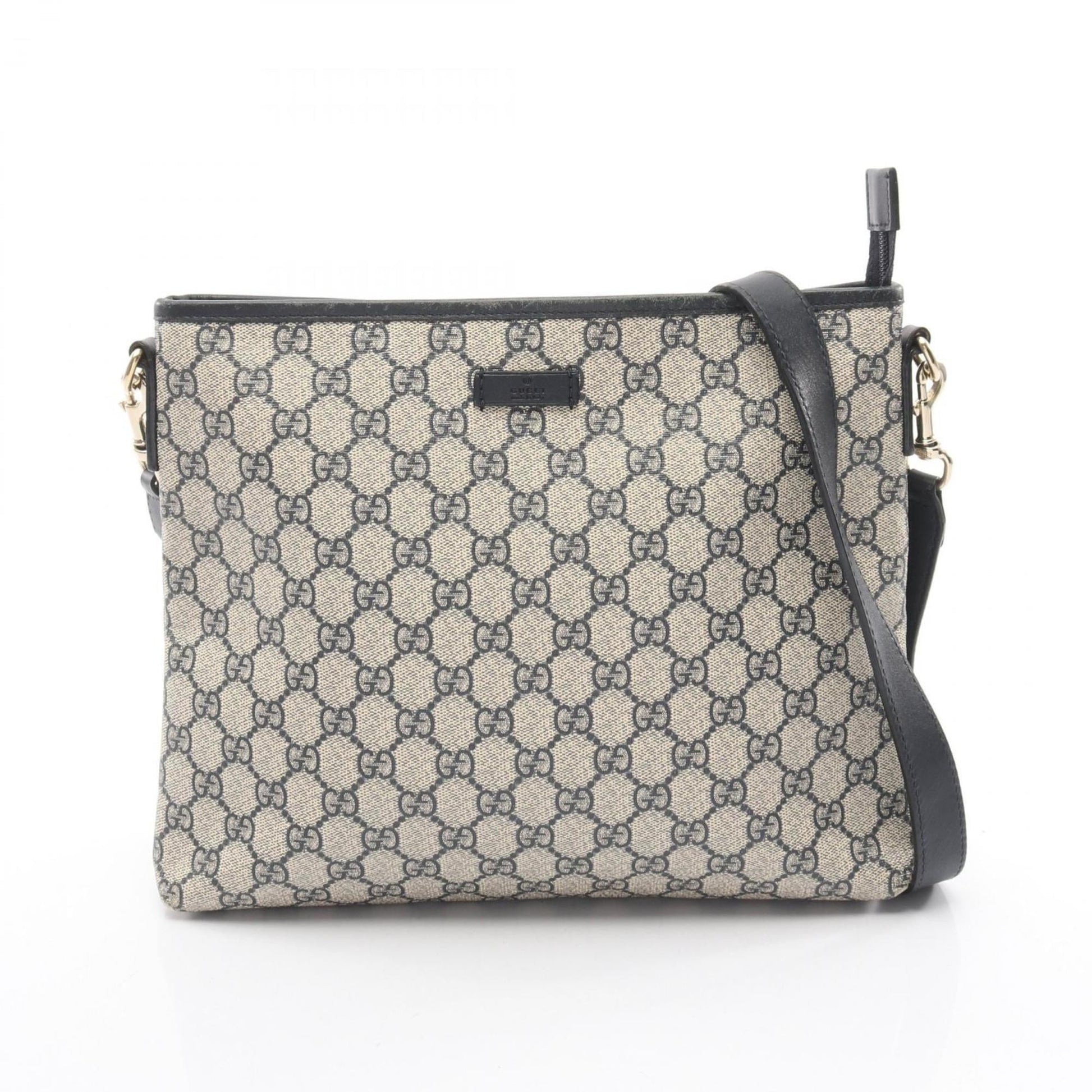 Gucci Beige Navy Gg Supreme Leather Shoulder Bag