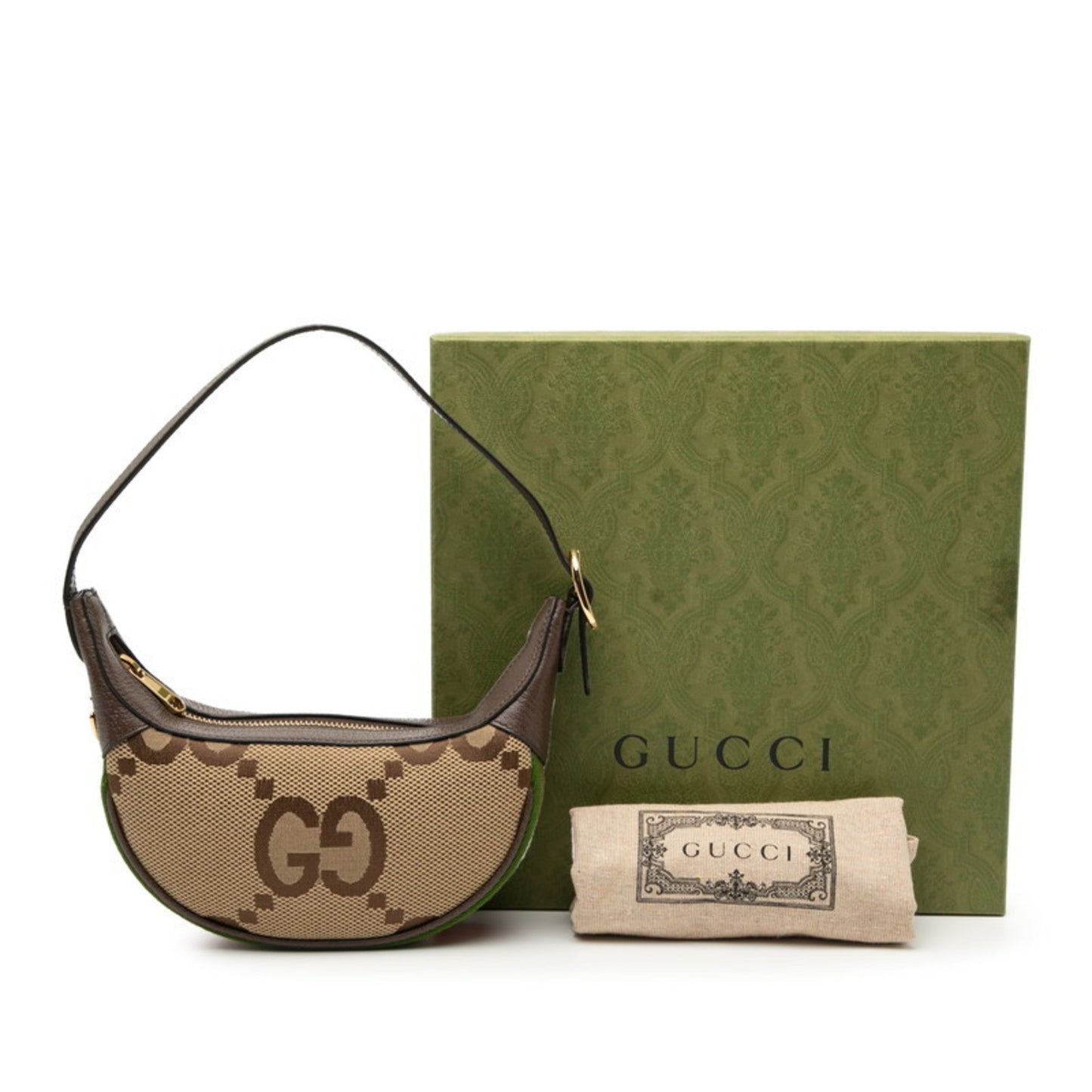 Gucci Beige Brown Canvas Leather Handbag Shoulder Bag