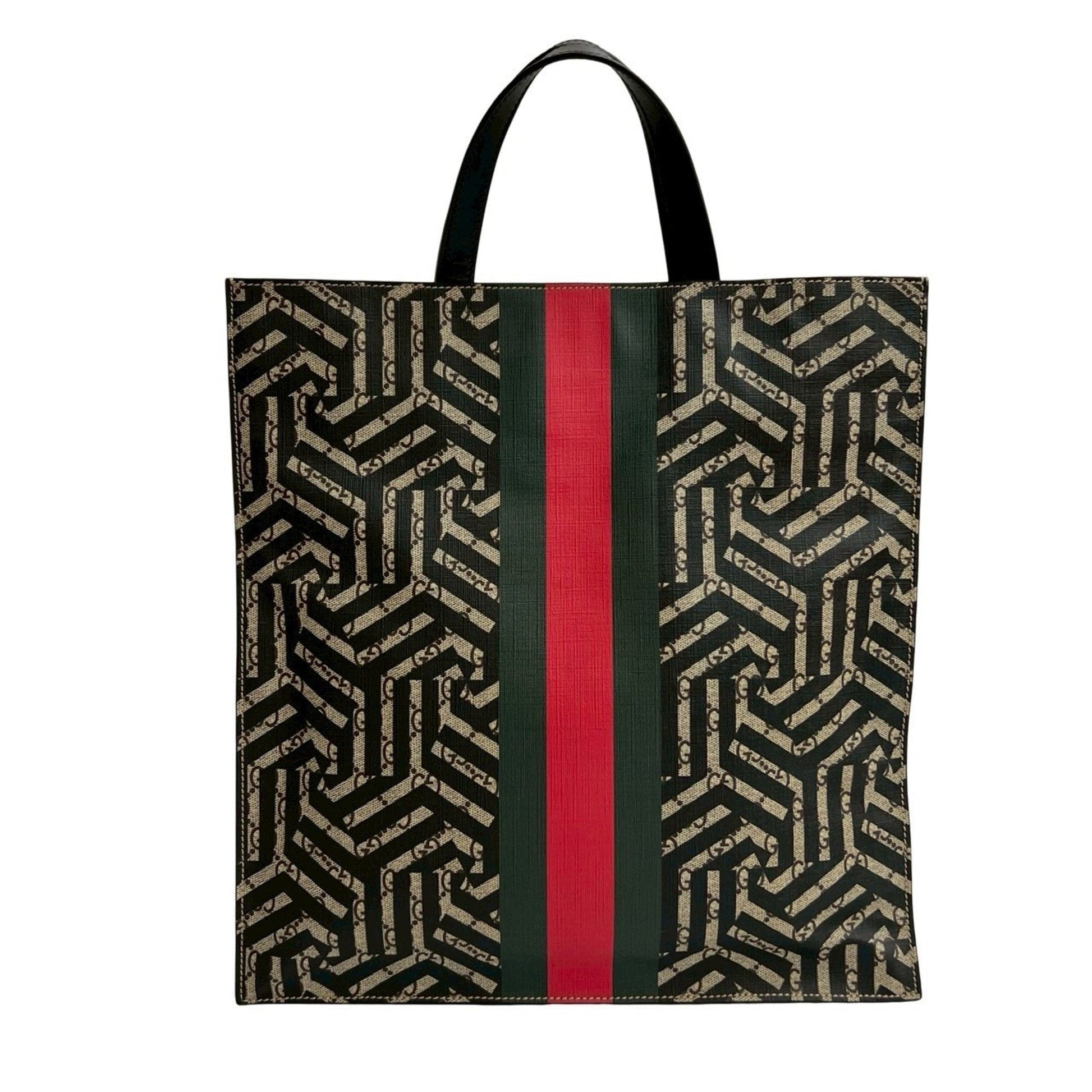 Gucci Black Brown Green Red Color Pvc Leather Handbag Shoulder Bag Tote Bag