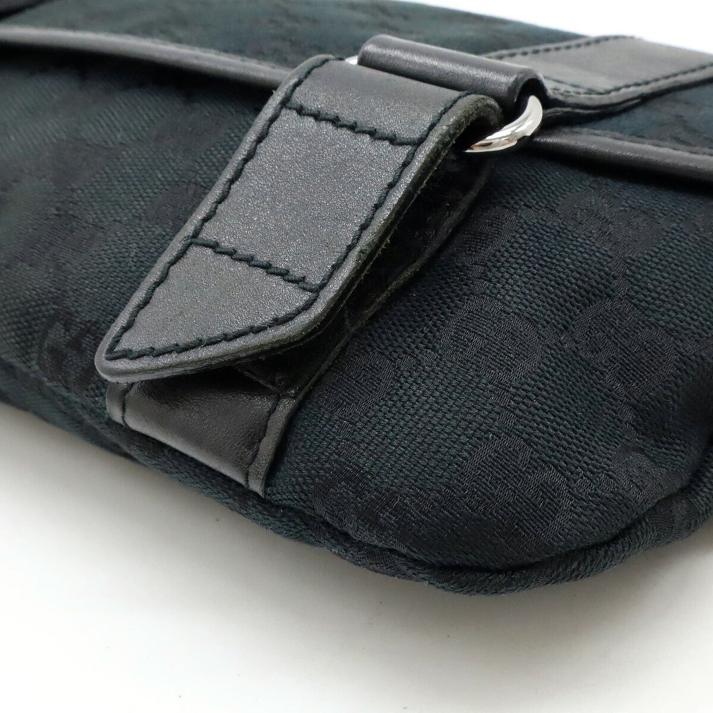 Gucci Black Gg Canvas Leather Pouch Sling Bag