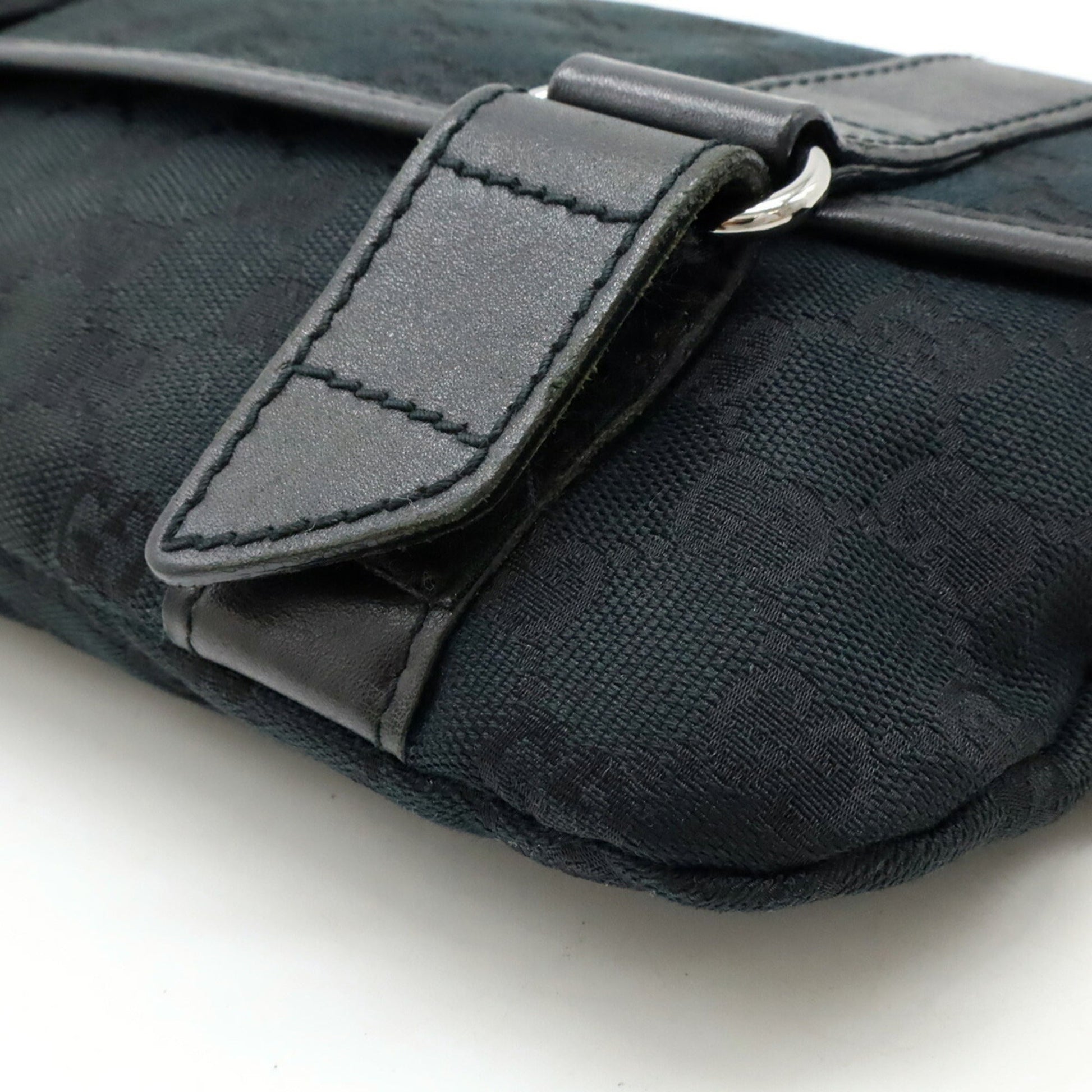 Gucci Black Gg Canvas Leather Pouch Sling Bag