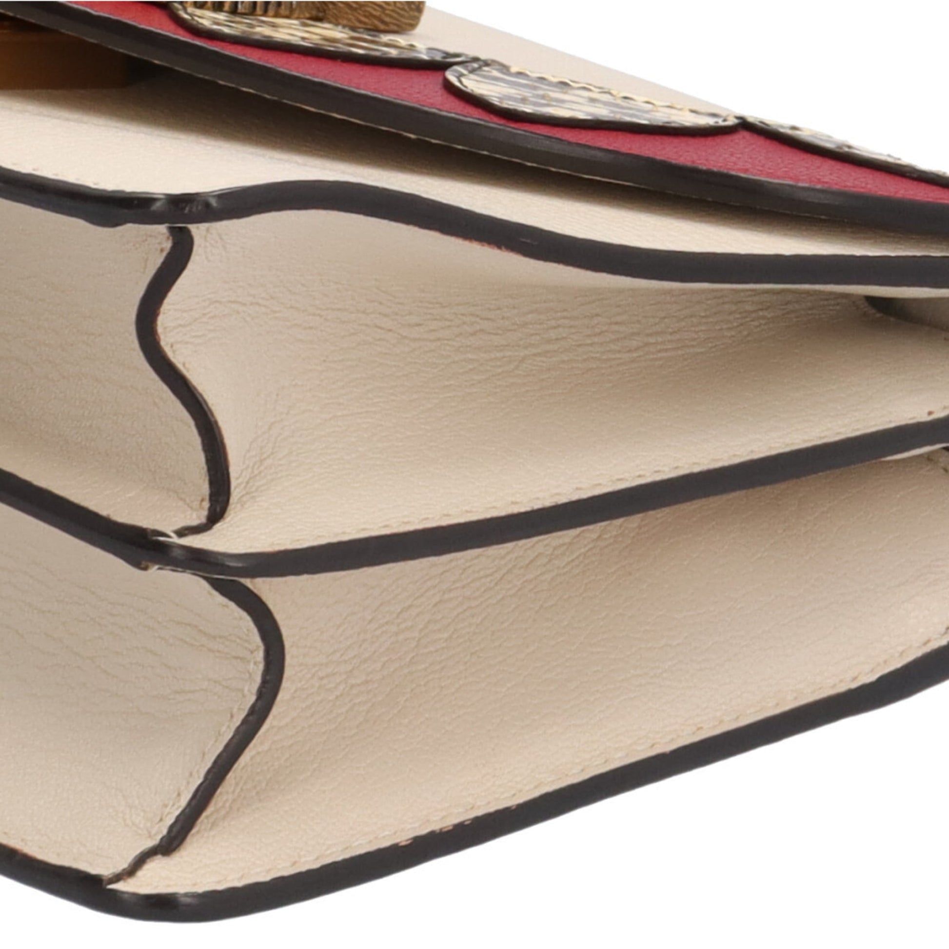 Gucci Beige Red Color Leather Shoulder Bag