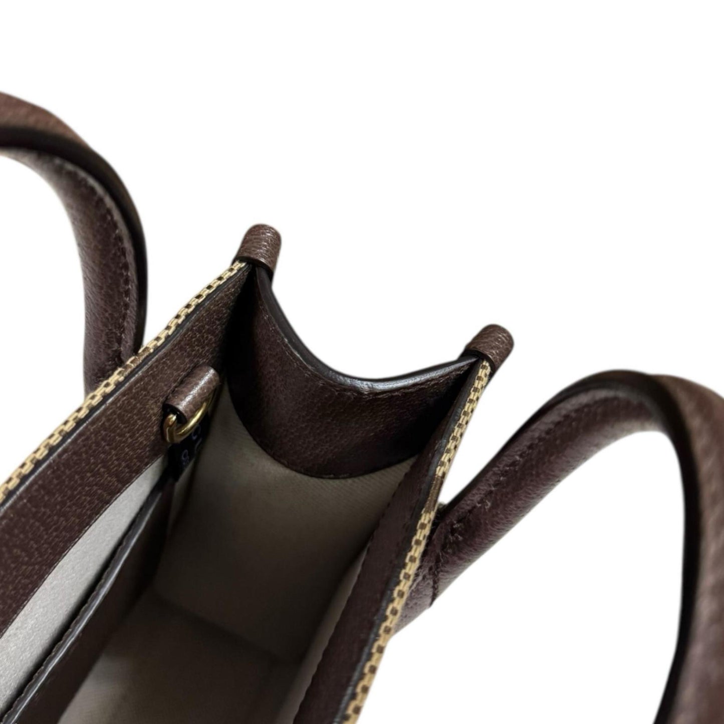 Gucci Beige Brown Gg Canvas Leather Shoulder Bag