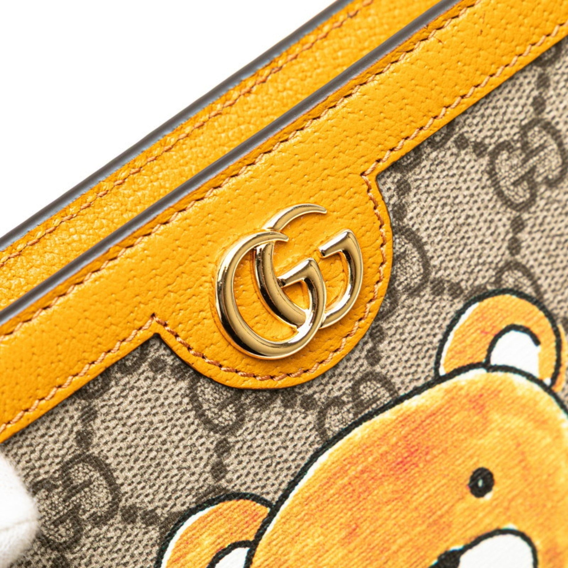 Gucci Beige Orange Pvc Leather Clutch Bag