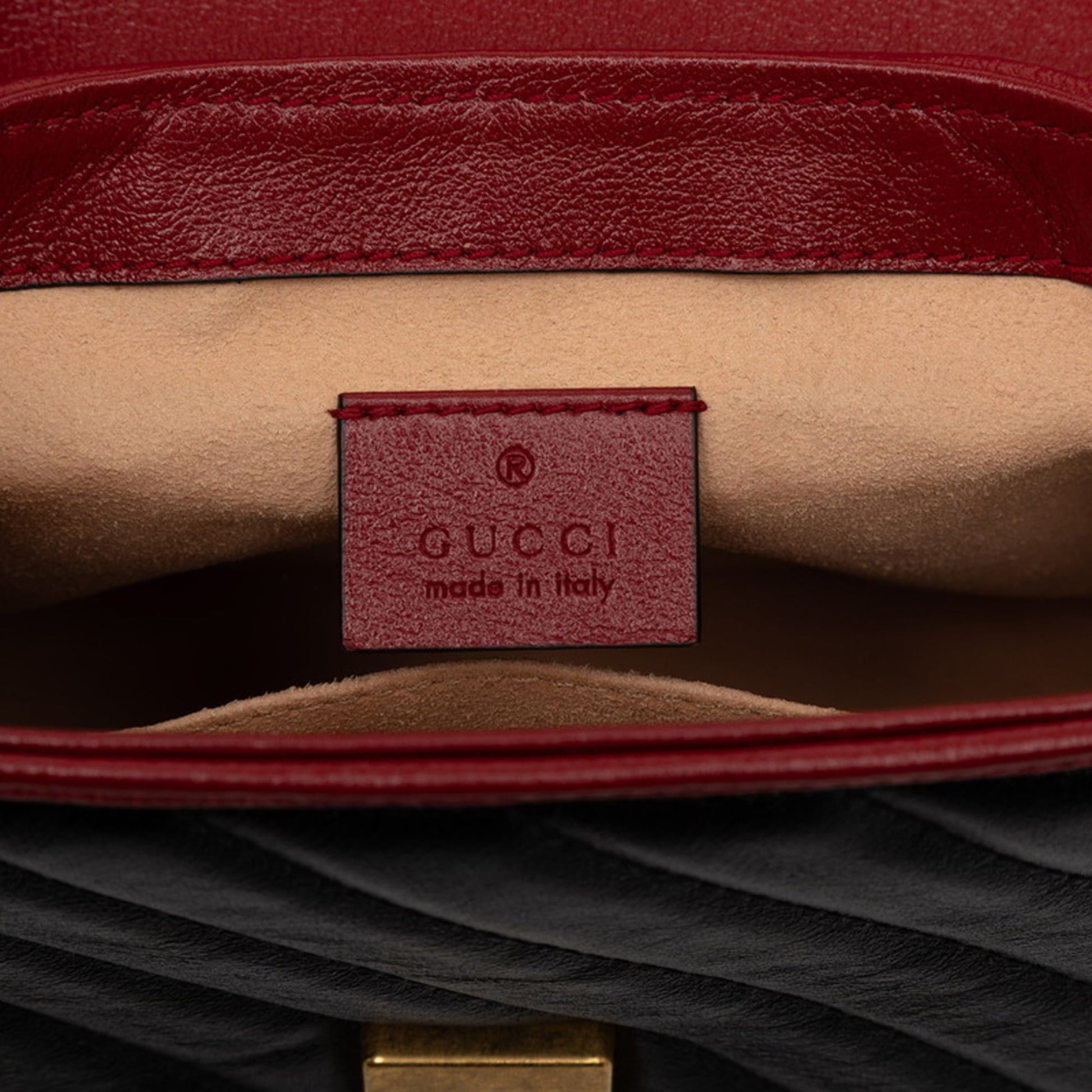 Gucci Black Red Color Leather Shoulder Bag