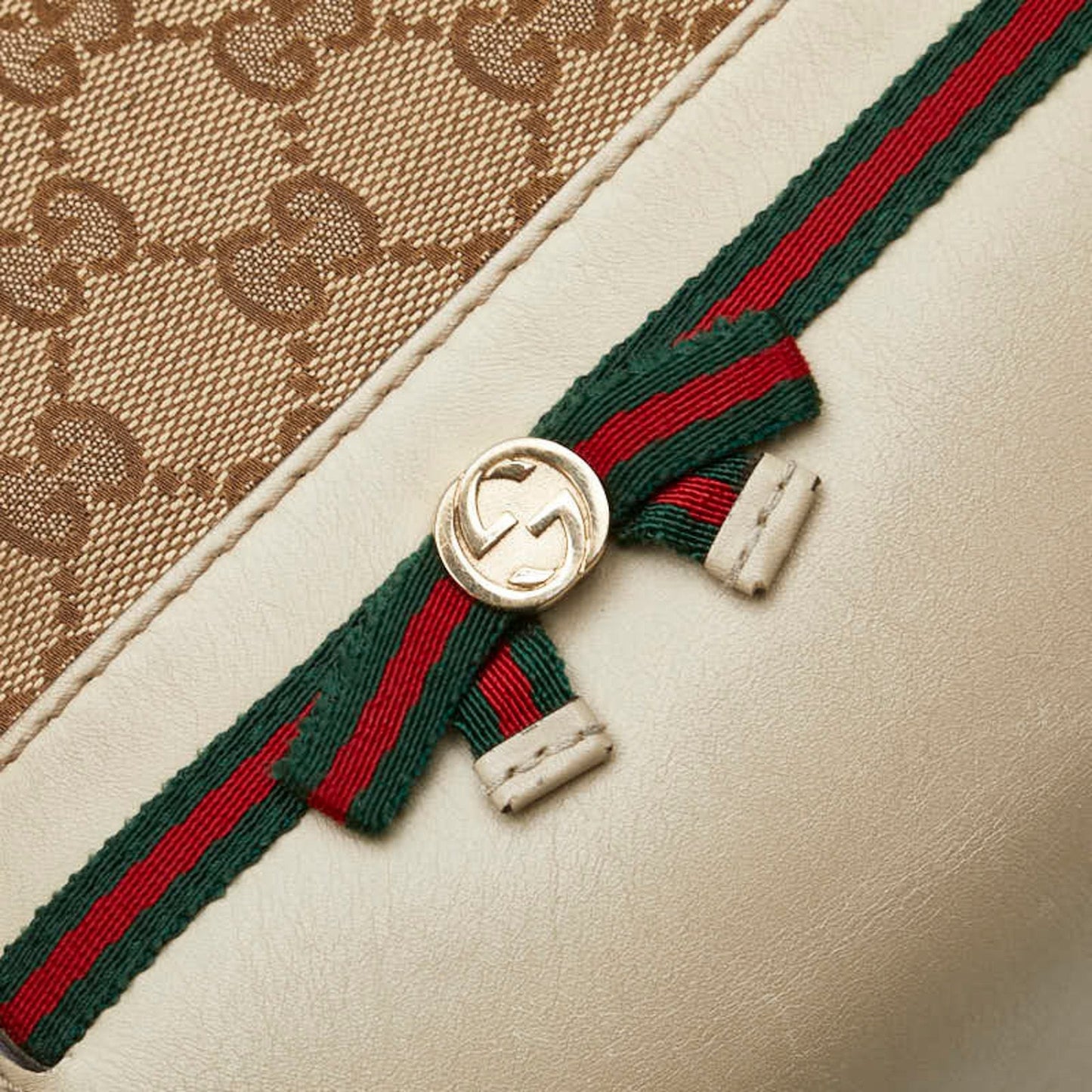 Gucci Gg Canvas Beige Gg Canvas Leather Shoulder Bag Tote Bag