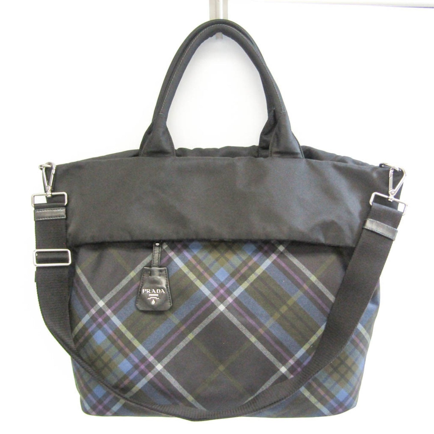 Prada Reversible Bag Women Unisex Tote Bag Dark Nylon Black Blue