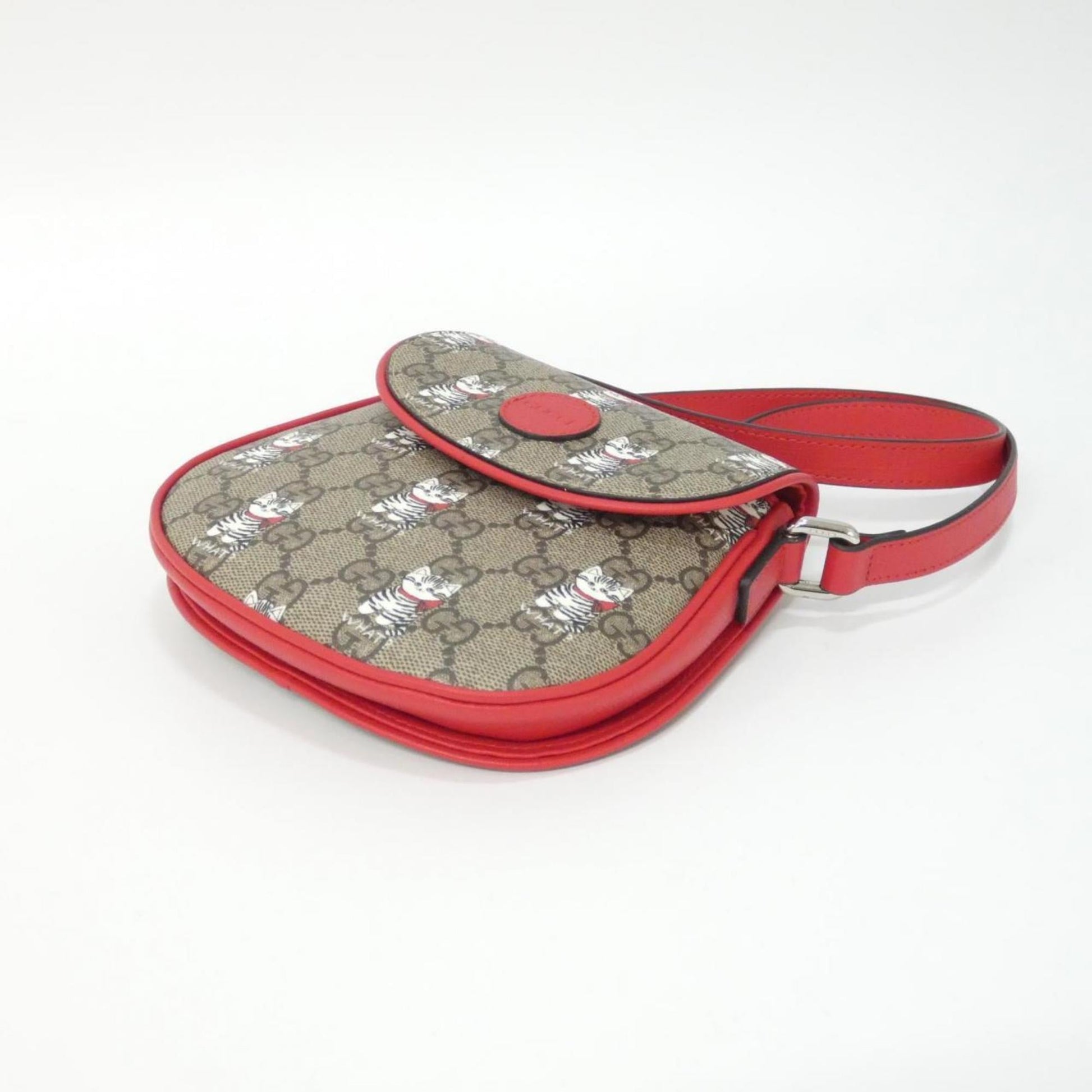 Gucci Brown Red Color Gg Supreme Canvas Shoulder Bag