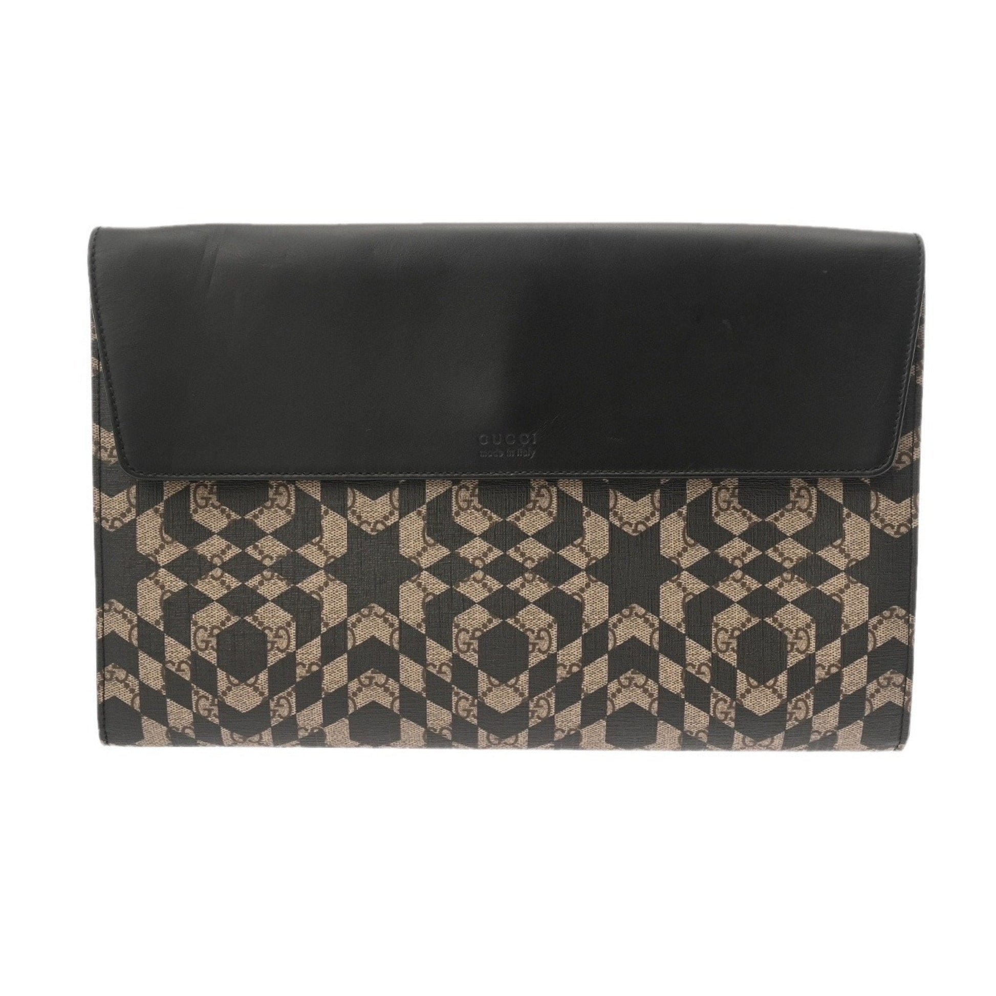 Gucci Beige Black Pvc Clutch Bag