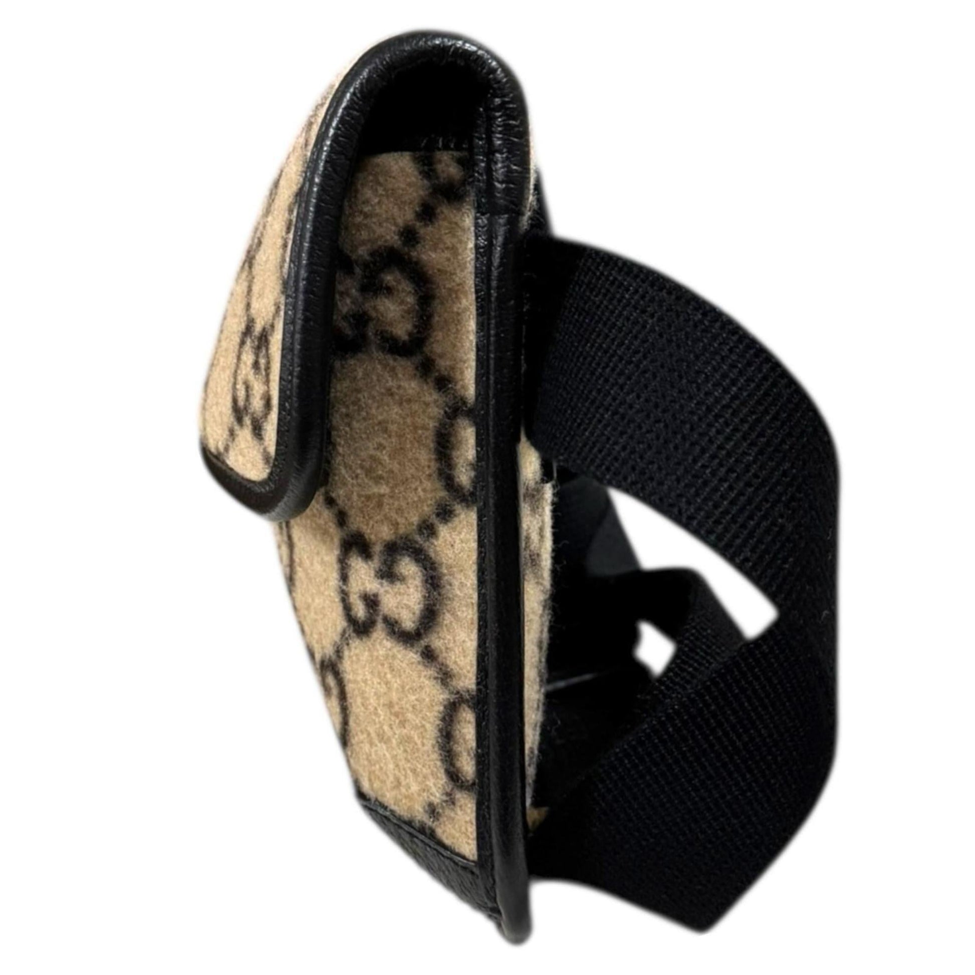 Gucci Beige Black Wool Leather Sling Bag