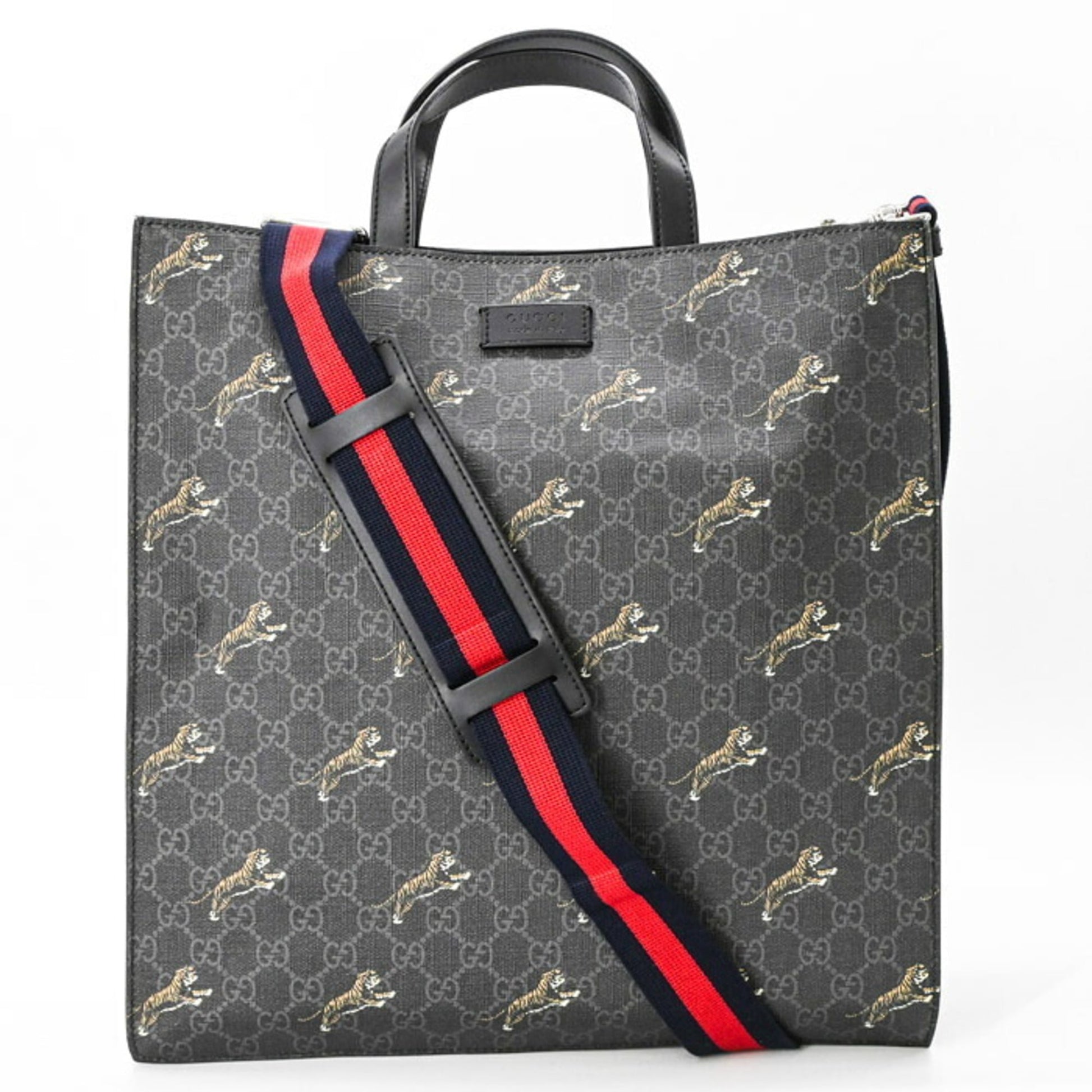 Gucci Black Gg Supreme Leather Shoulder Bag Tote Bag
