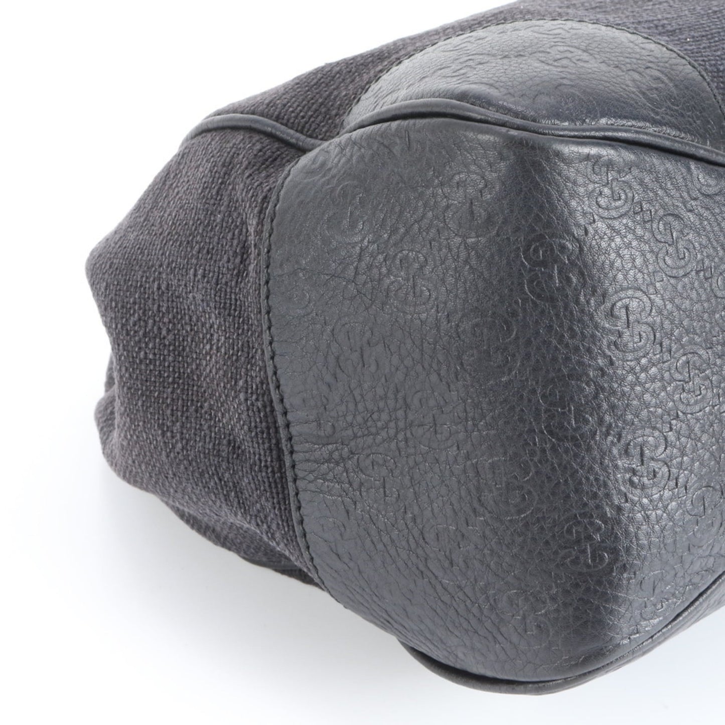 Gucci Black Leather Canvas Shoulder Bag