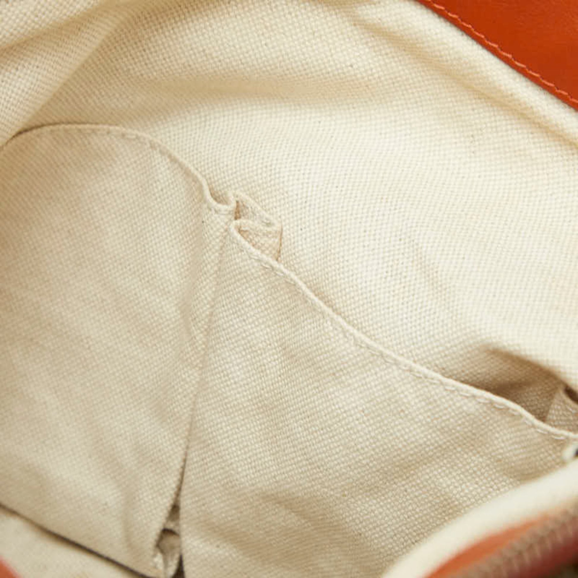 Gucci Beige Orange Canvas Leather Handbag Shoulder Bag