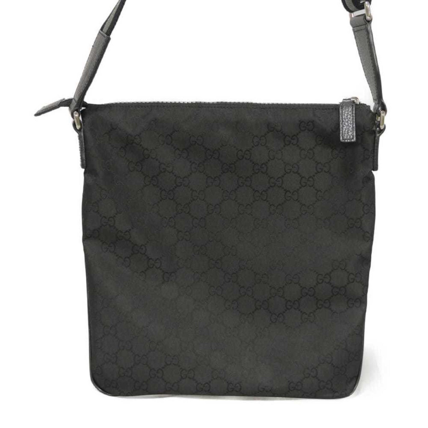 Gucci Black Nylon Gg Canvas Leather Messenger Bag Shoulder Bag
