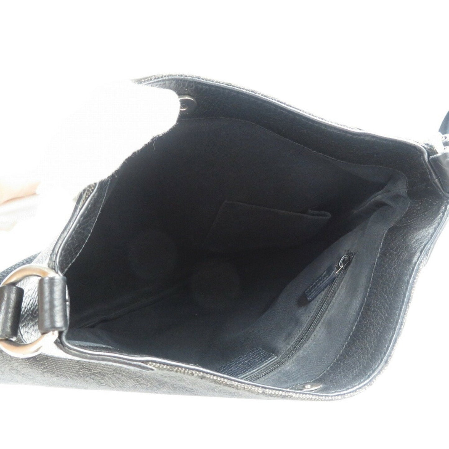 Gucci Black Gg Canvas Leather Shoulder Bag