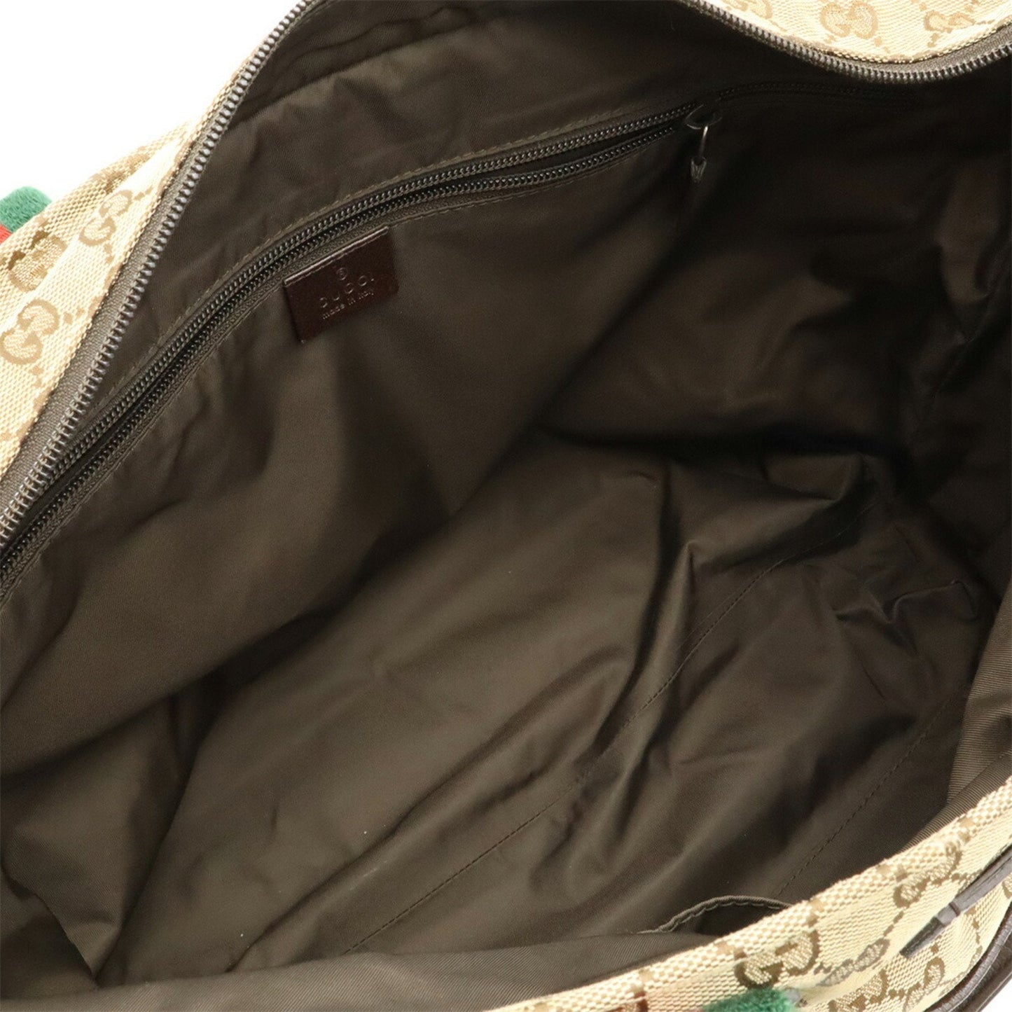 Gucci Beige Khaki Red Color Gg Canvas Leather Shoulder Bag Tote Bag