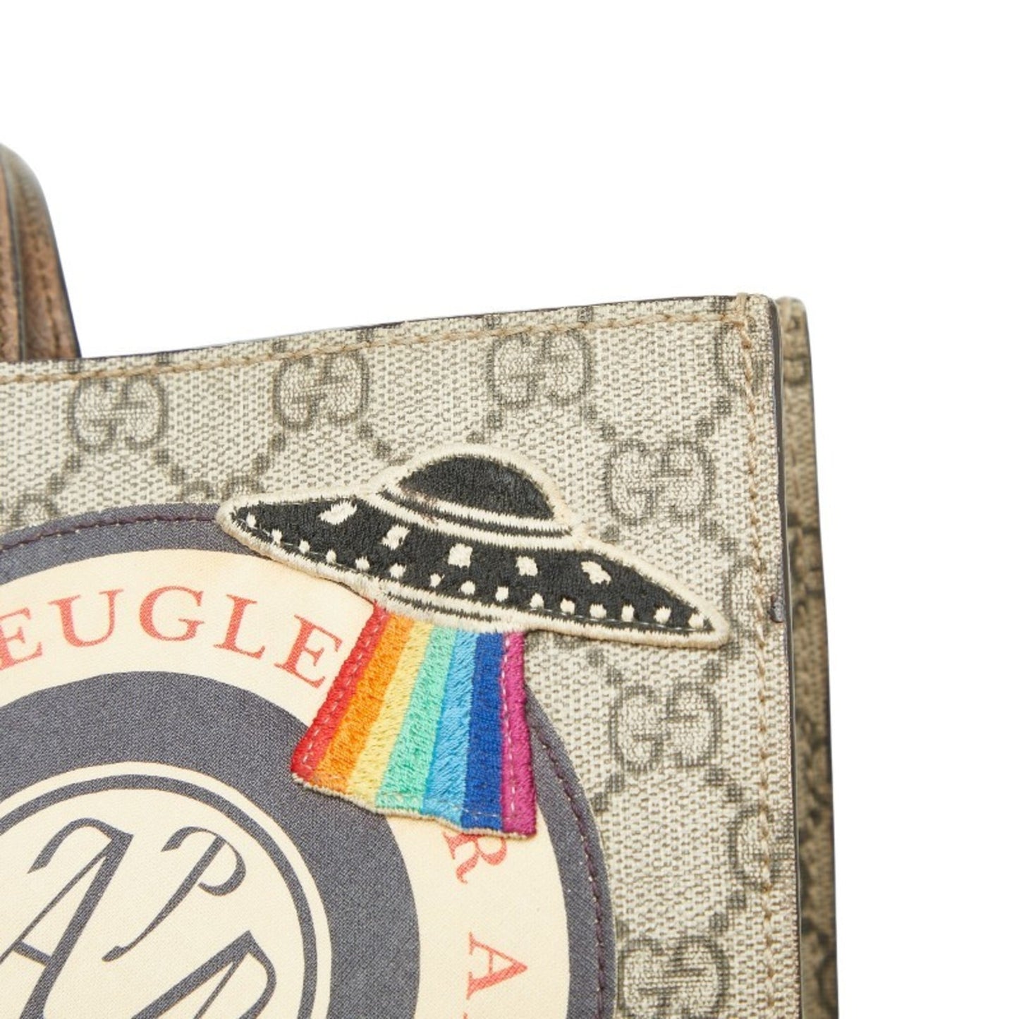 Gucci Beige Multi-Color Pvc Leather Shoulder Bag Tote Bag
