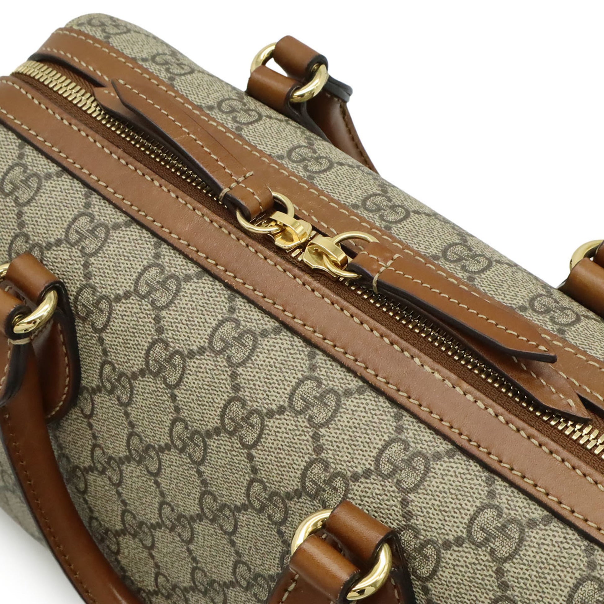 Gucci Beige Brown Gg Supreme Canvas Leather Handbag Shoulder Bag
